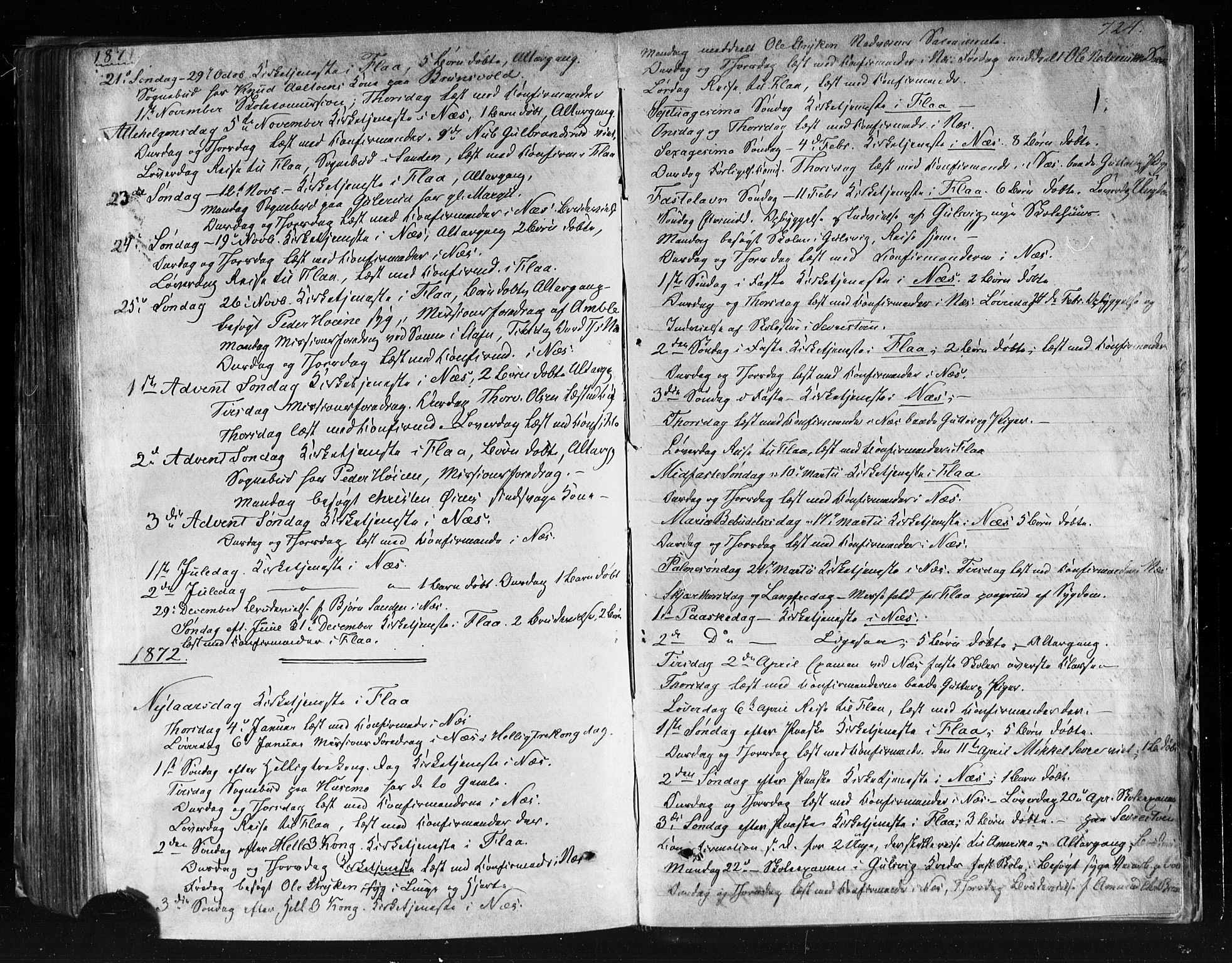 Nes kirkebøker, AV/SAKO-A-236/F/Fa/L0010: Parish register (official) no. 10, 1864-1880, p. 724