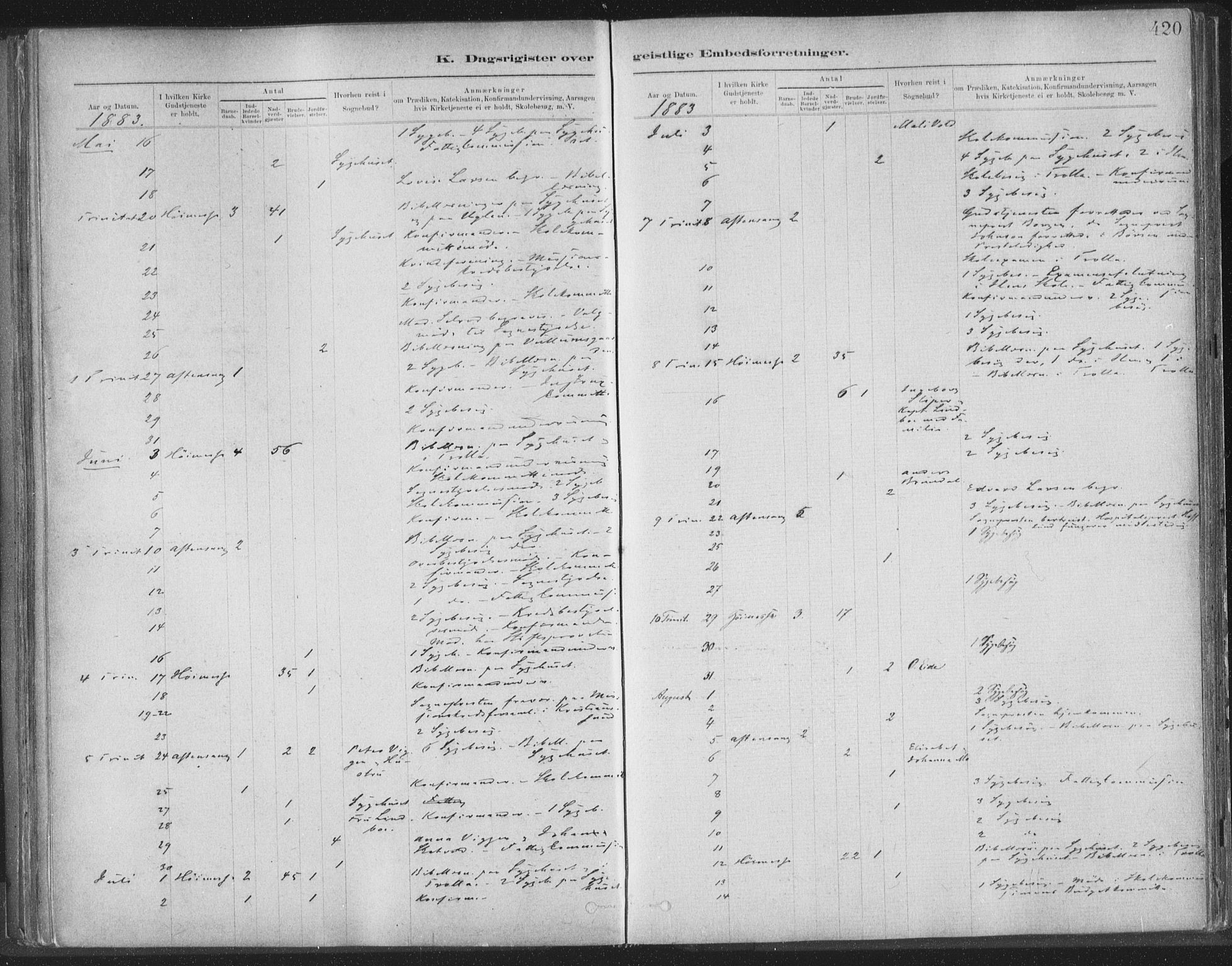 Ministerialprotokoller, klokkerbøker og fødselsregistre - Sør-Trøndelag, AV/SAT-A-1456/603/L0163: Parish register (official) no. 603A02, 1879-1895, p. 420