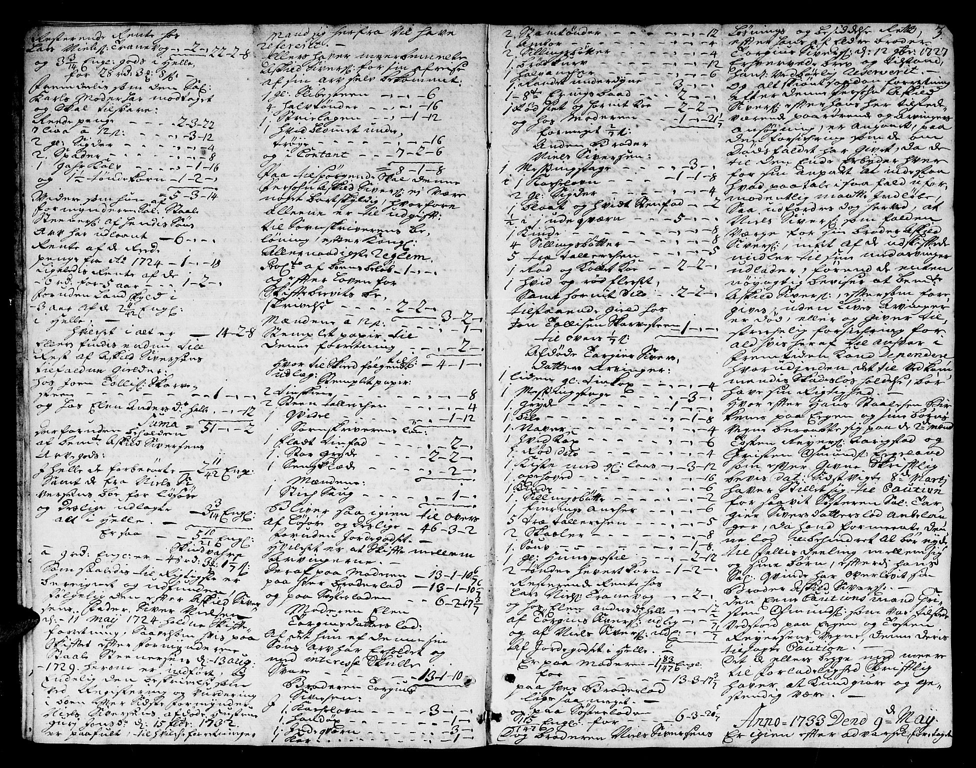 Lister sorenskriveri, AV/SAK-1221-0003/H/Hc/L0023: Skifteprotokoll nr 23 med register, 1733-1735, p. 2b-3a