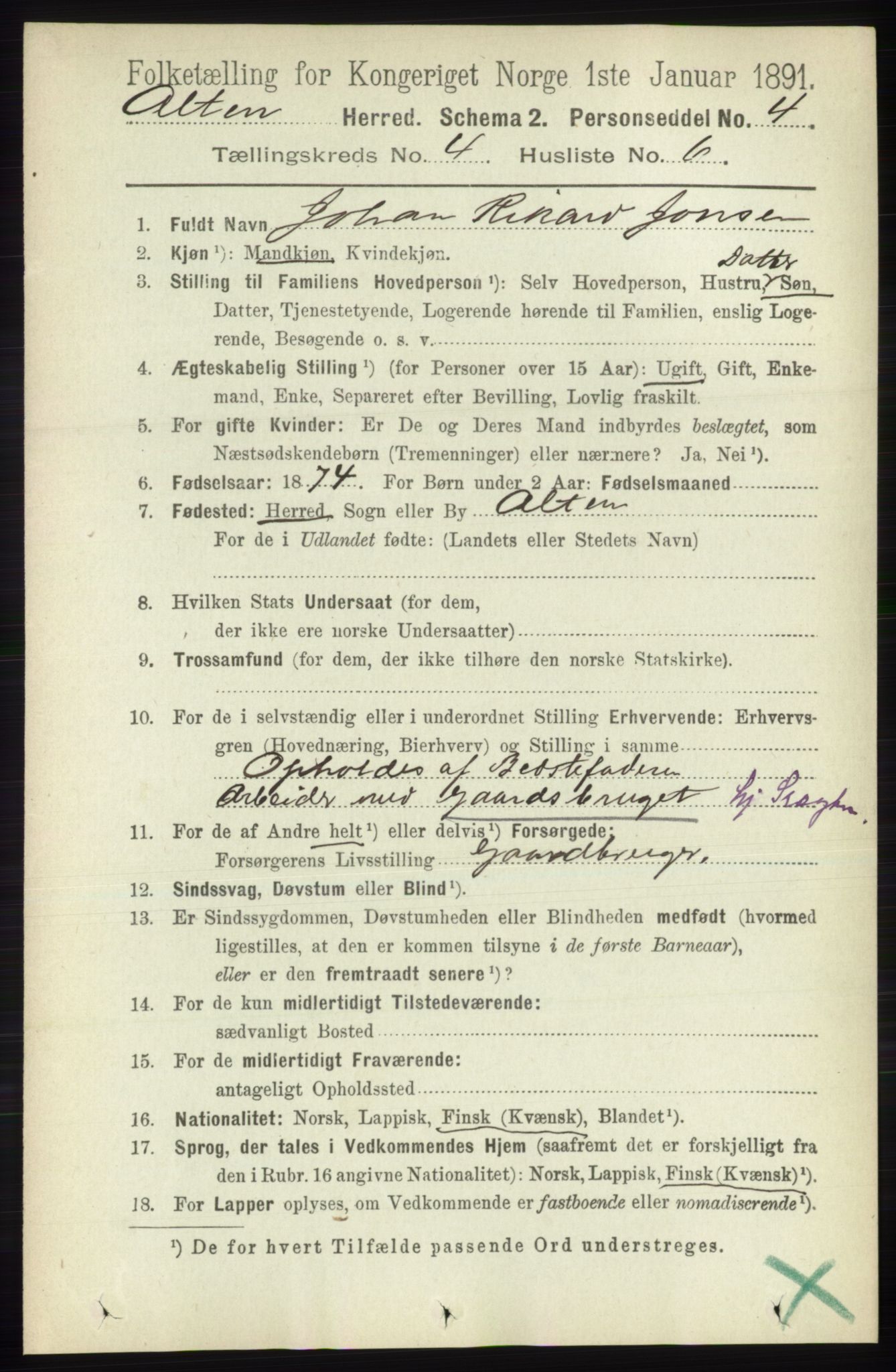 RA, 1891 census for 2012 Alta, 1891, p. 1391