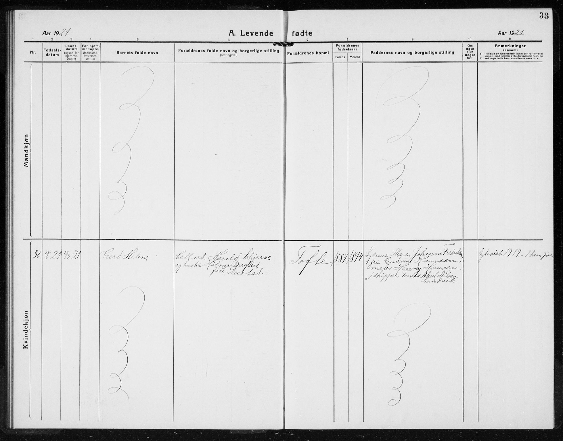 Hurum kirkebøker, AV/SAKO-A-229/G/Gb/L0001: Parish register (copy) no. II 1, 1917-1934, p. 33