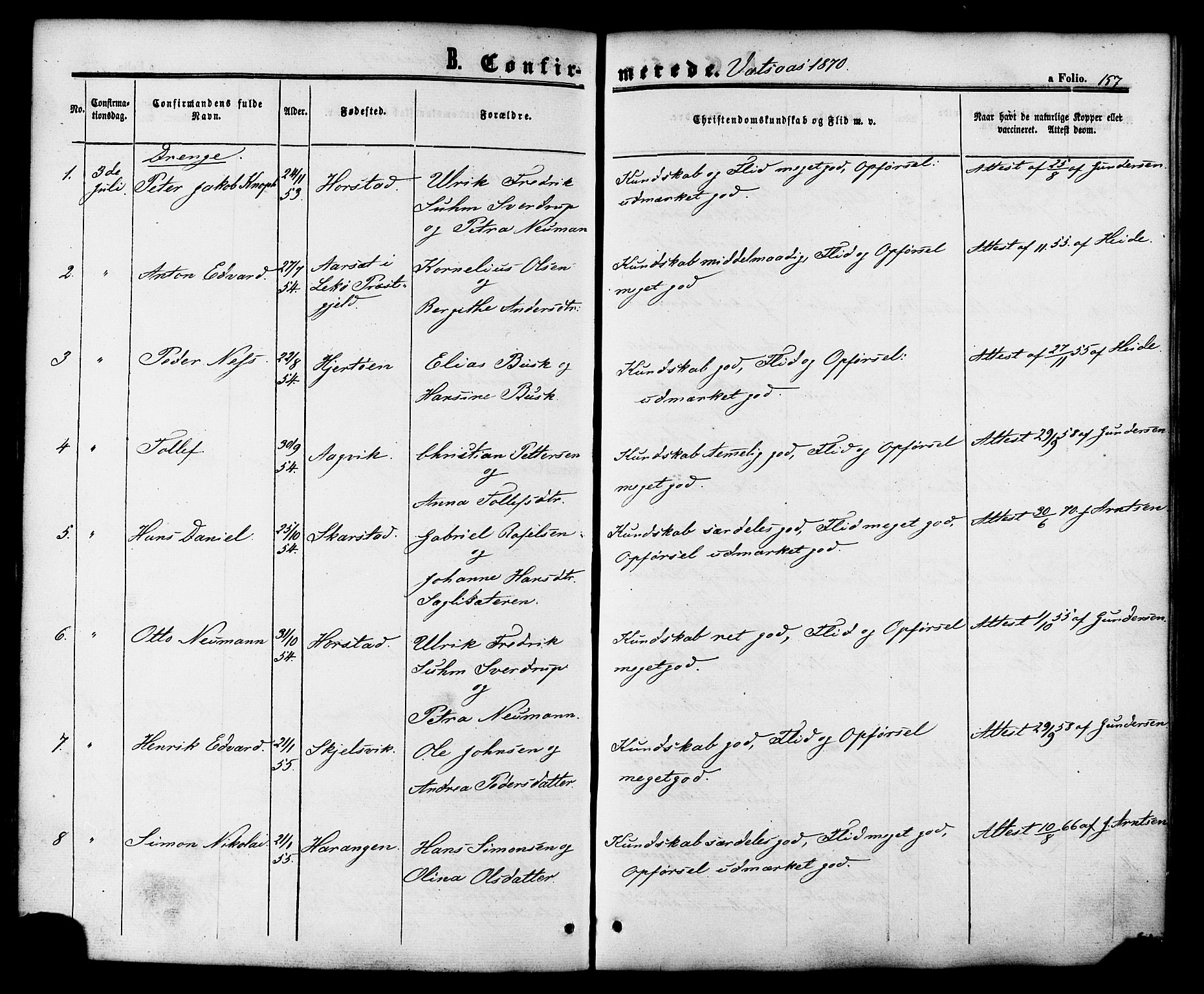 Ministerialprotokoller, klokkerbøker og fødselsregistre - Nordland, SAT/A-1459/810/L0146: Parish register (official) no. 810A08 /1, 1862-1874, p. 157
