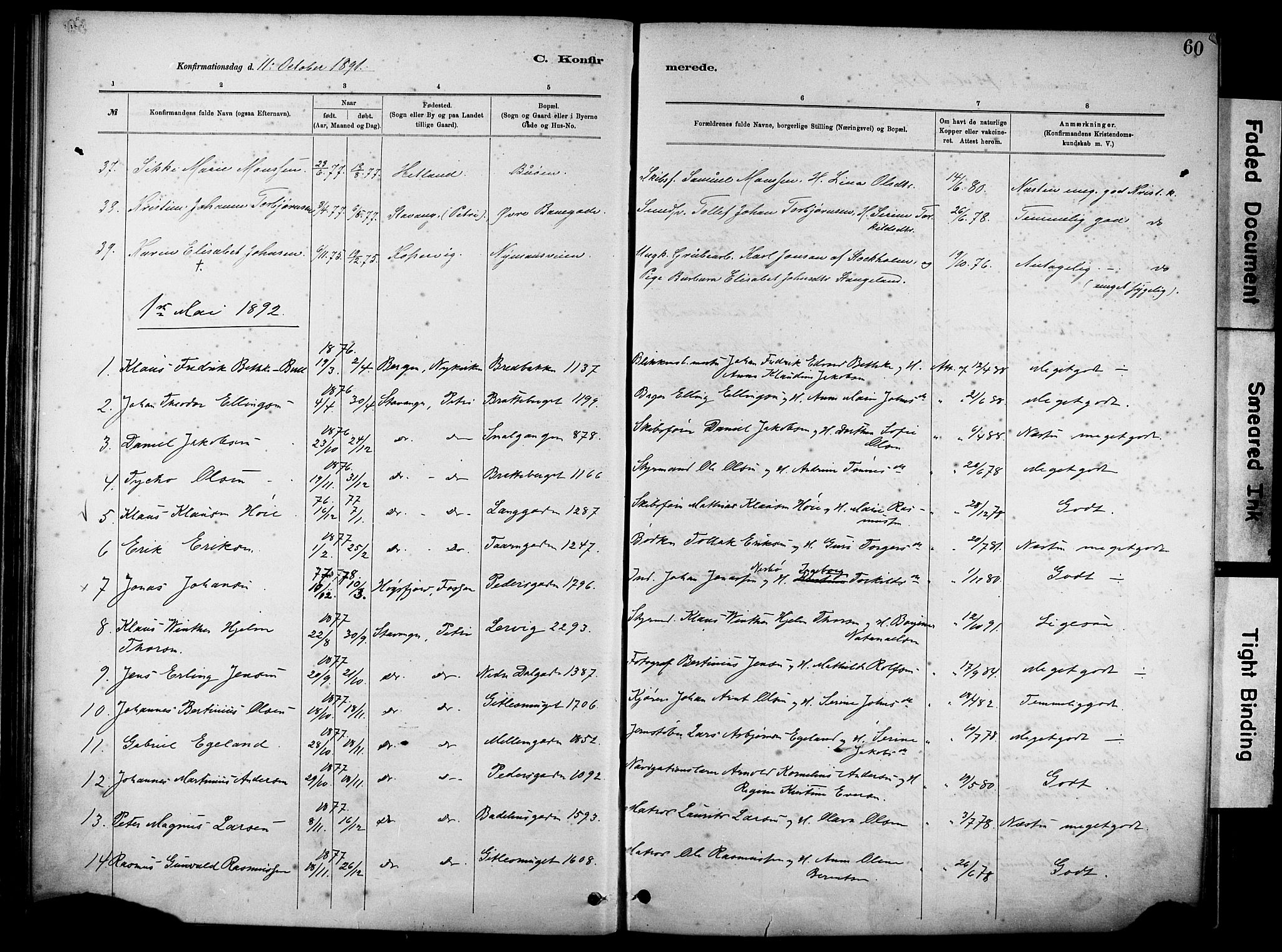 St. Johannes sokneprestkontor, SAST/A-101814/001/30/30BA/L0002: Parish register (official) no. A 2, 1885-1899, p. 60