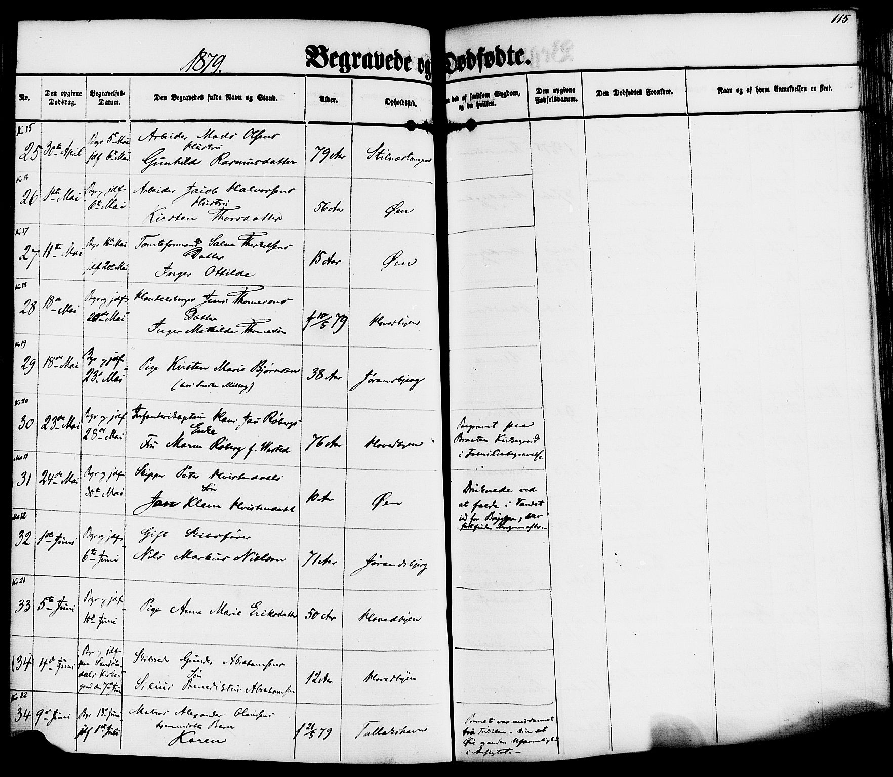 Kragerø kirkebøker, AV/SAKO-A-278/F/Fa/L0010: Parish register (official) no. 10, 1861-1885, p. 115