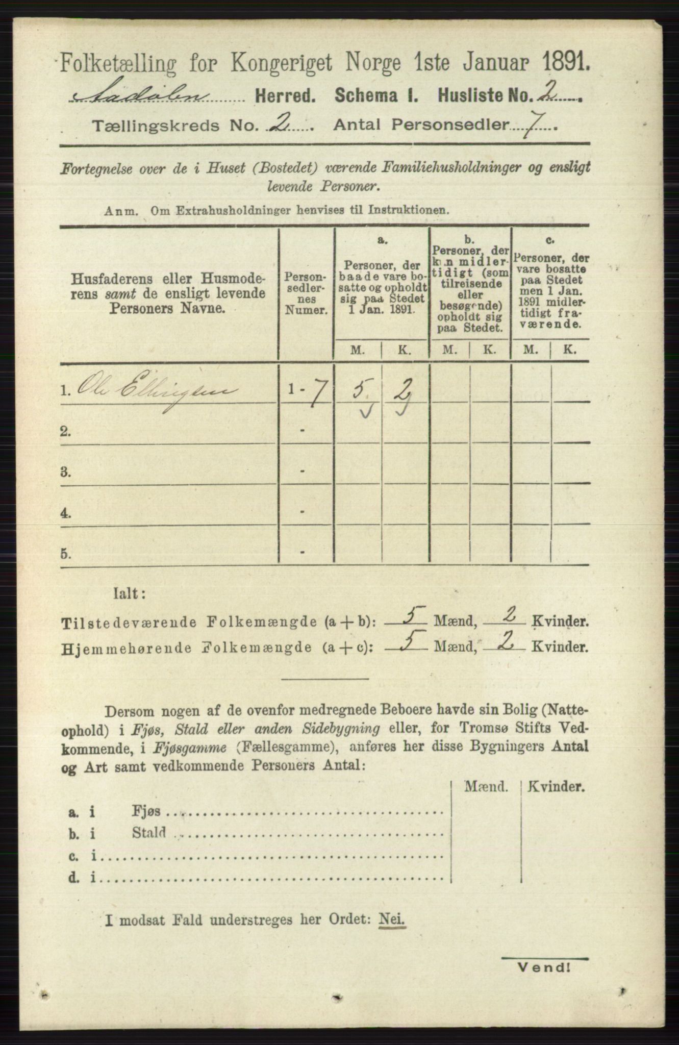 RA, 1891 census for 0614 Ådal, 1891, p. 589