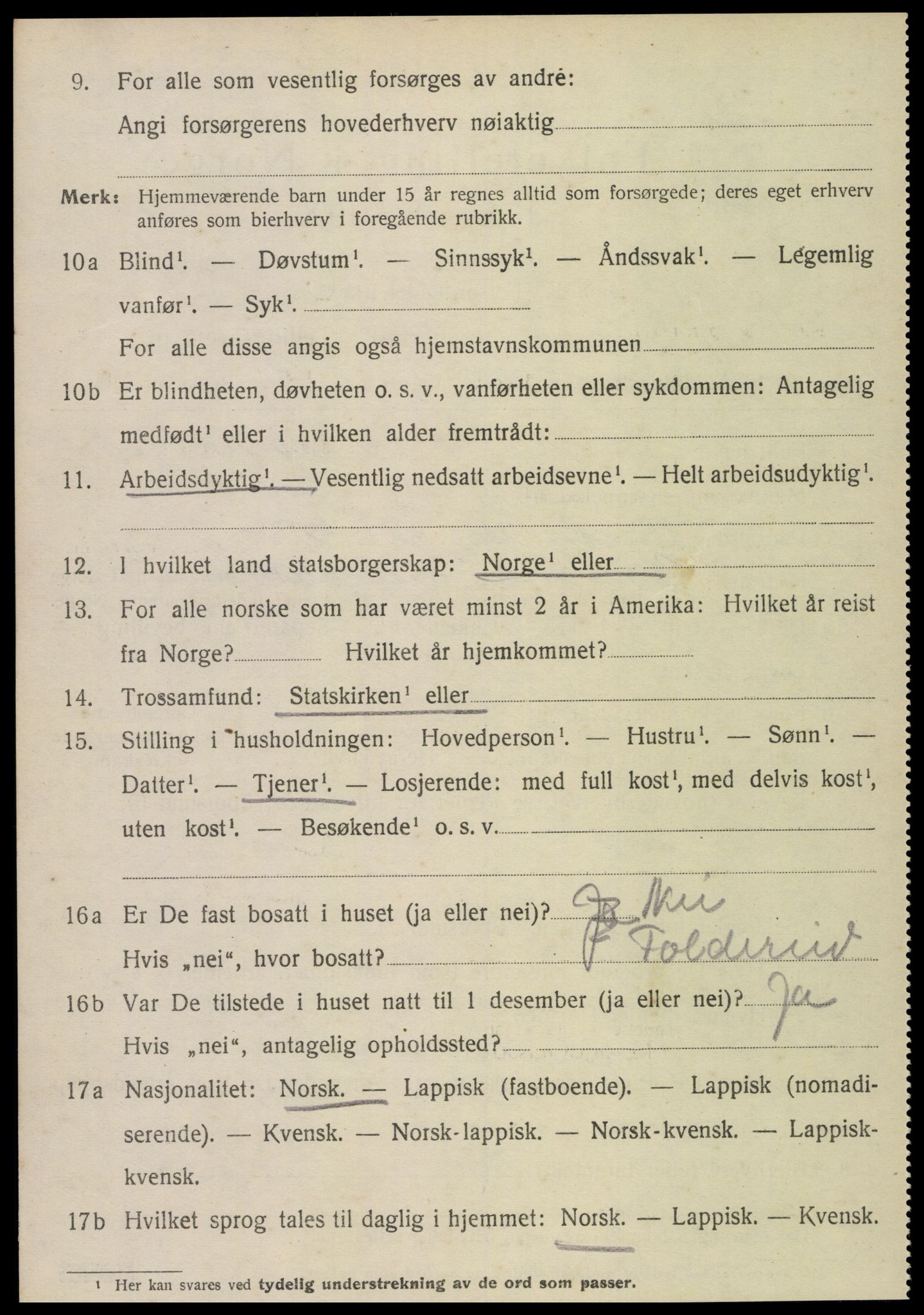 SAT, 1920 census for Kolvereid, 1920, p. 5082