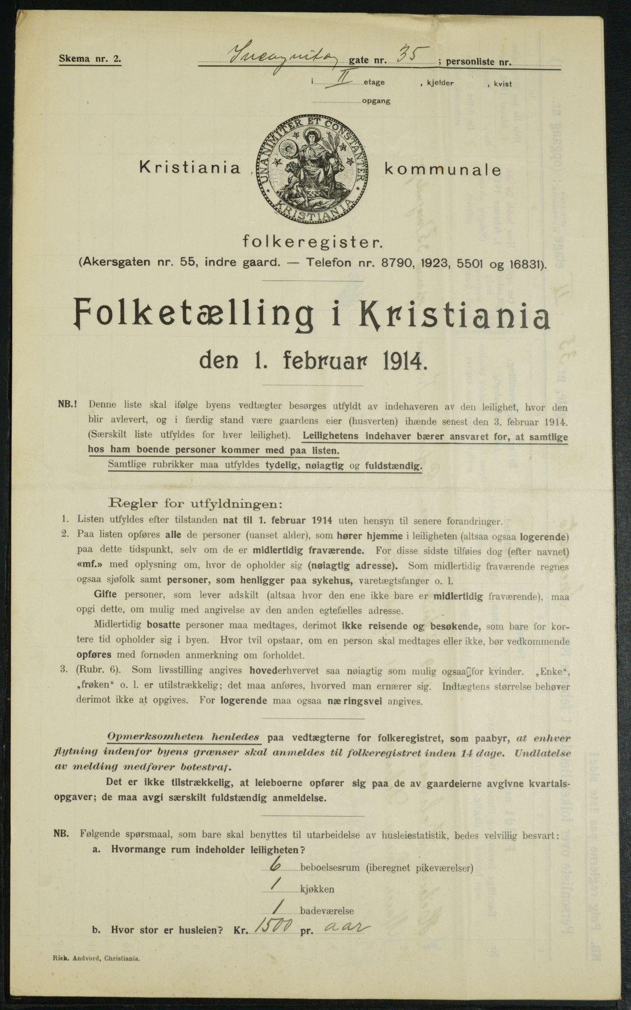 OBA, Municipal Census 1914 for Kristiania, 1914, p. 44336