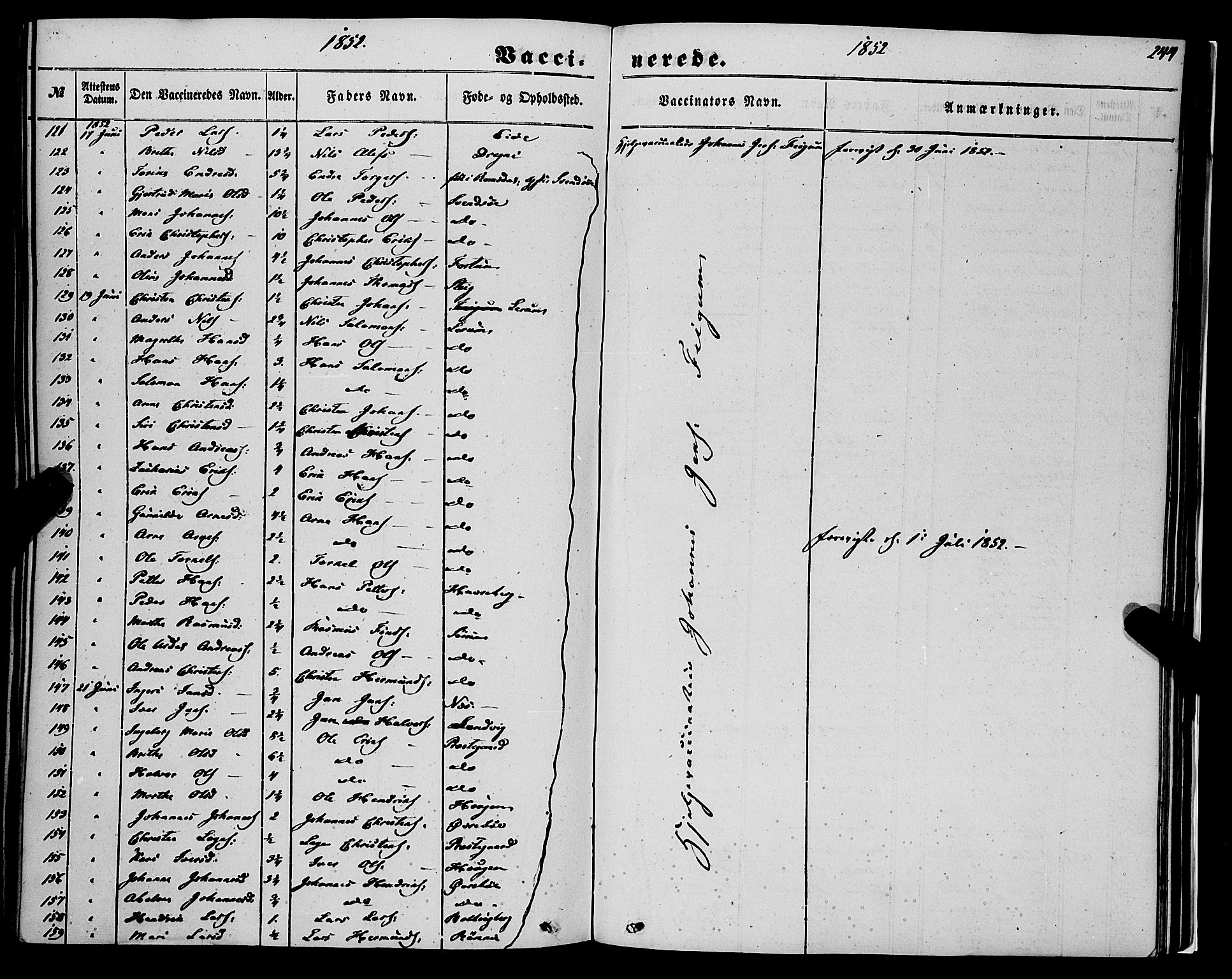 Luster sokneprestembete, AV/SAB-A-81101/H/Haa/Haaa/L0007: Parish register (official) no. A 7, 1849-1859, p. 244