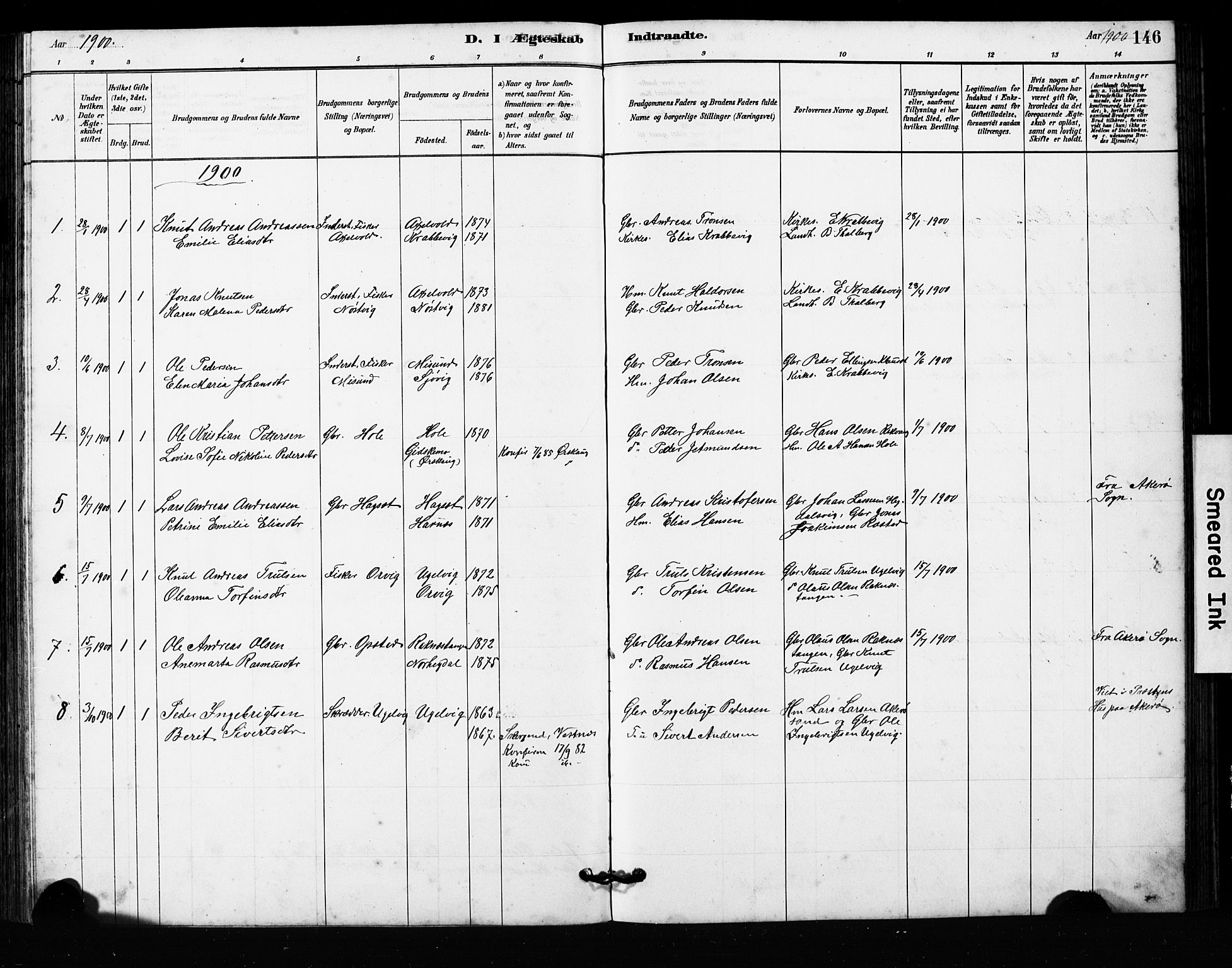 Ministerialprotokoller, klokkerbøker og fødselsregistre - Møre og Romsdal, SAT/A-1454/563/L0737: Parish register (copy) no. 563C01, 1878-1916, p. 146