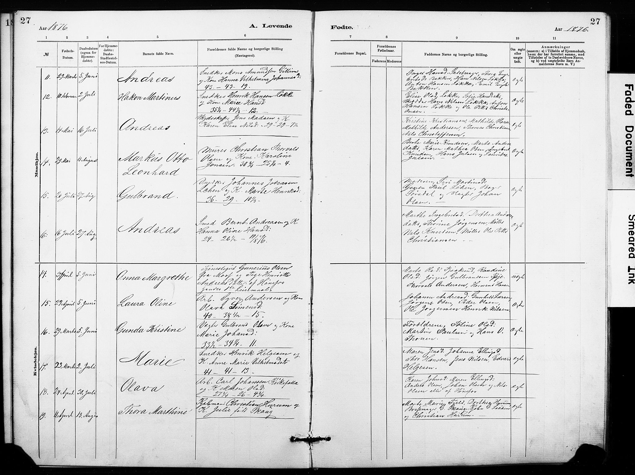 Hønefoss kirkebøker, SAKO/A-609/G/Ga/L0001: Parish register (copy) no. 1, 1870-1887, p. 27