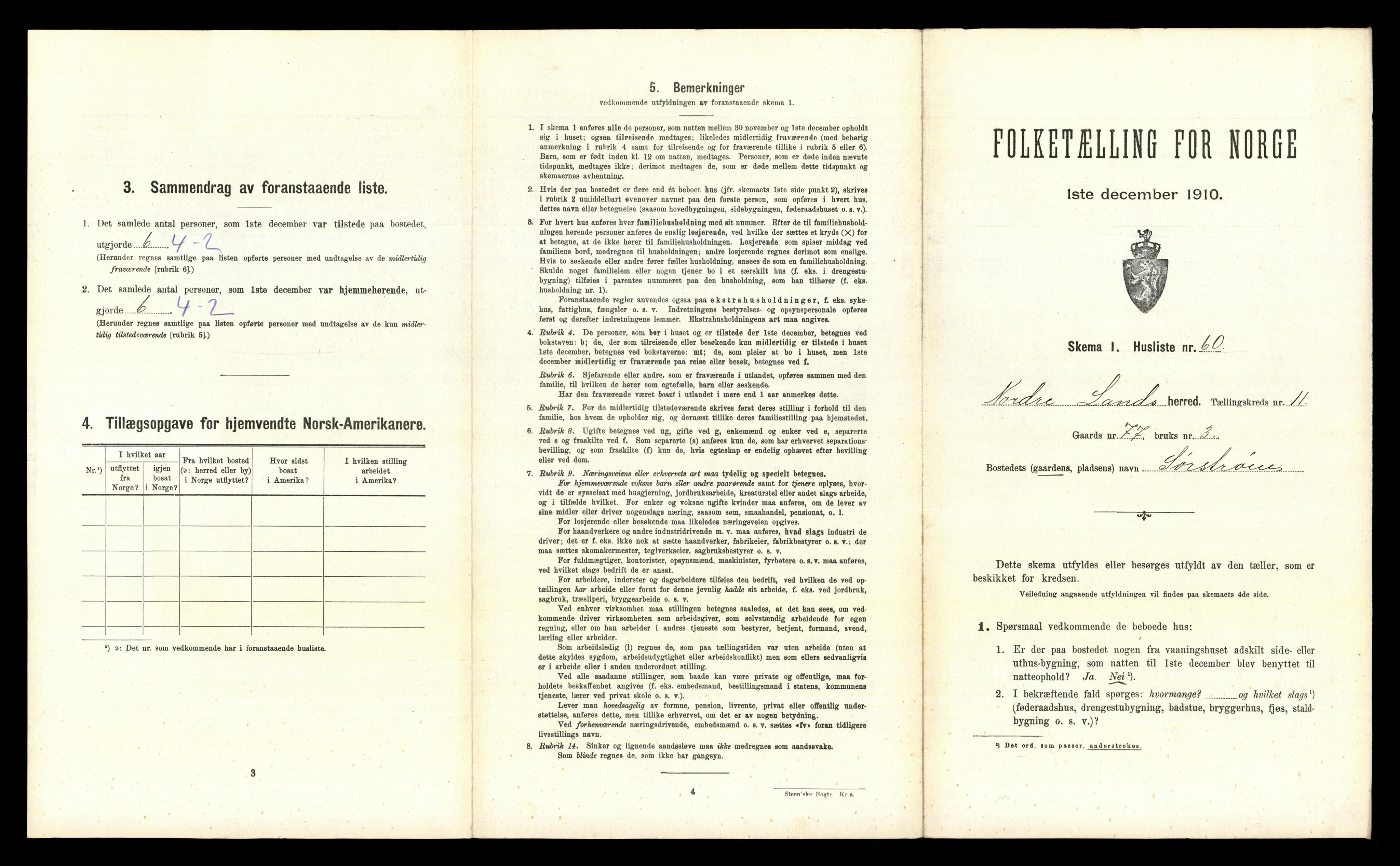 RA, 1910 census for Nordre Land, 1910, p. 1225