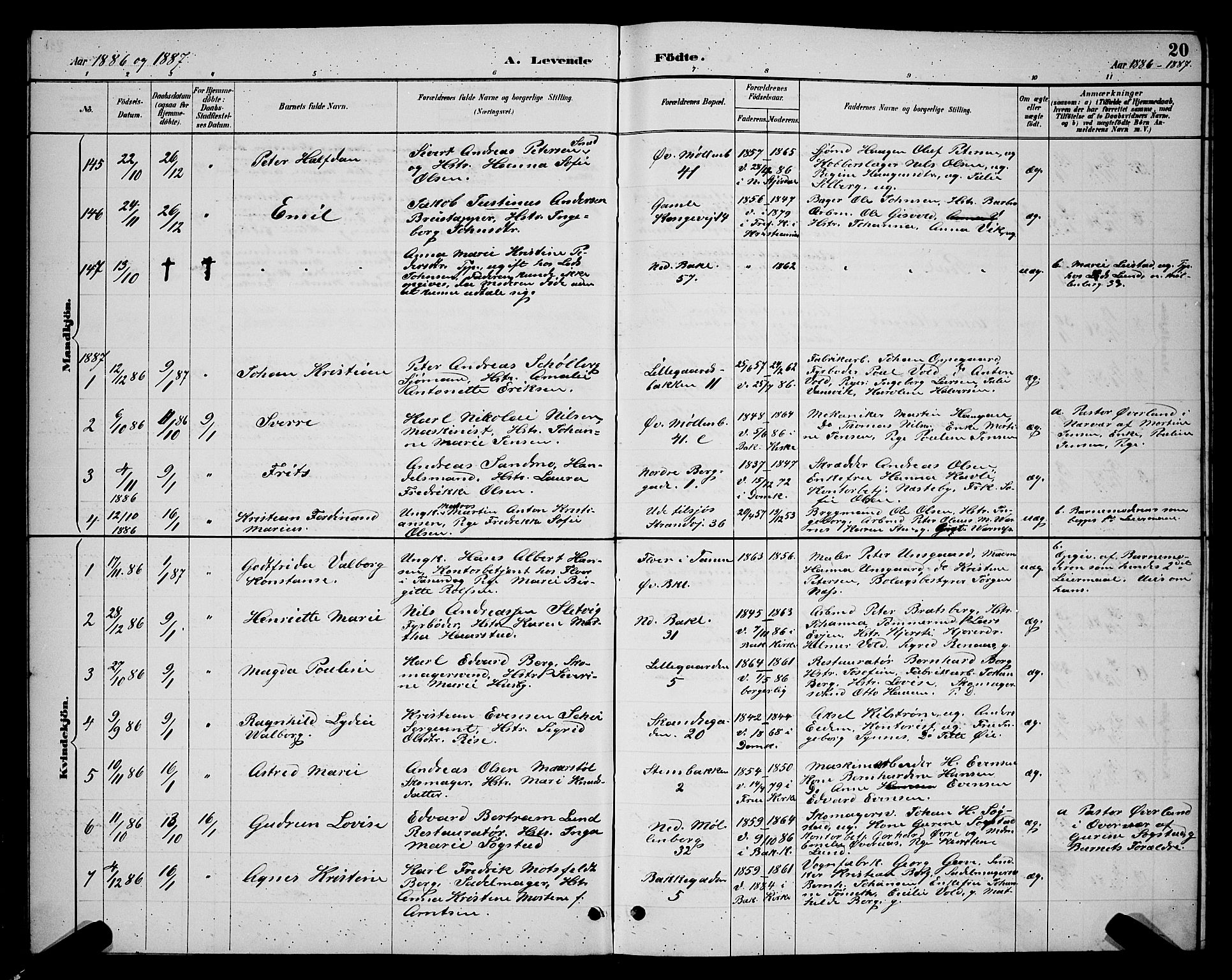 Ministerialprotokoller, klokkerbøker og fødselsregistre - Sør-Trøndelag, SAT/A-1456/604/L0222: Parish register (copy) no. 604C05, 1886-1895, p. 20