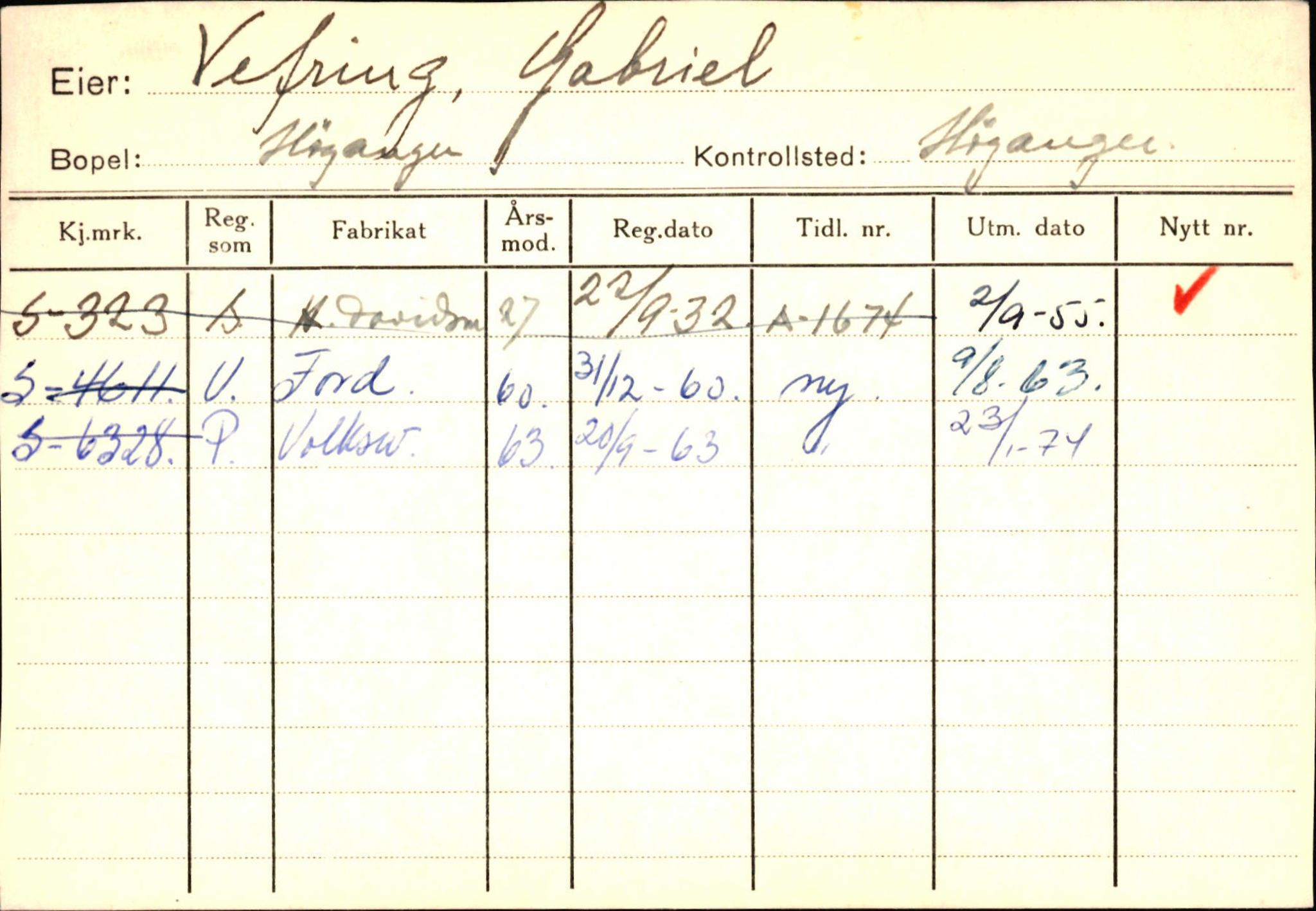 Statens vegvesen, Sogn og Fjordane vegkontor, AV/SAB-A-5301/4/F/L0131: Eigarregister Høyanger P-Å. Stryn S-Å, 1945-1975, p. 795