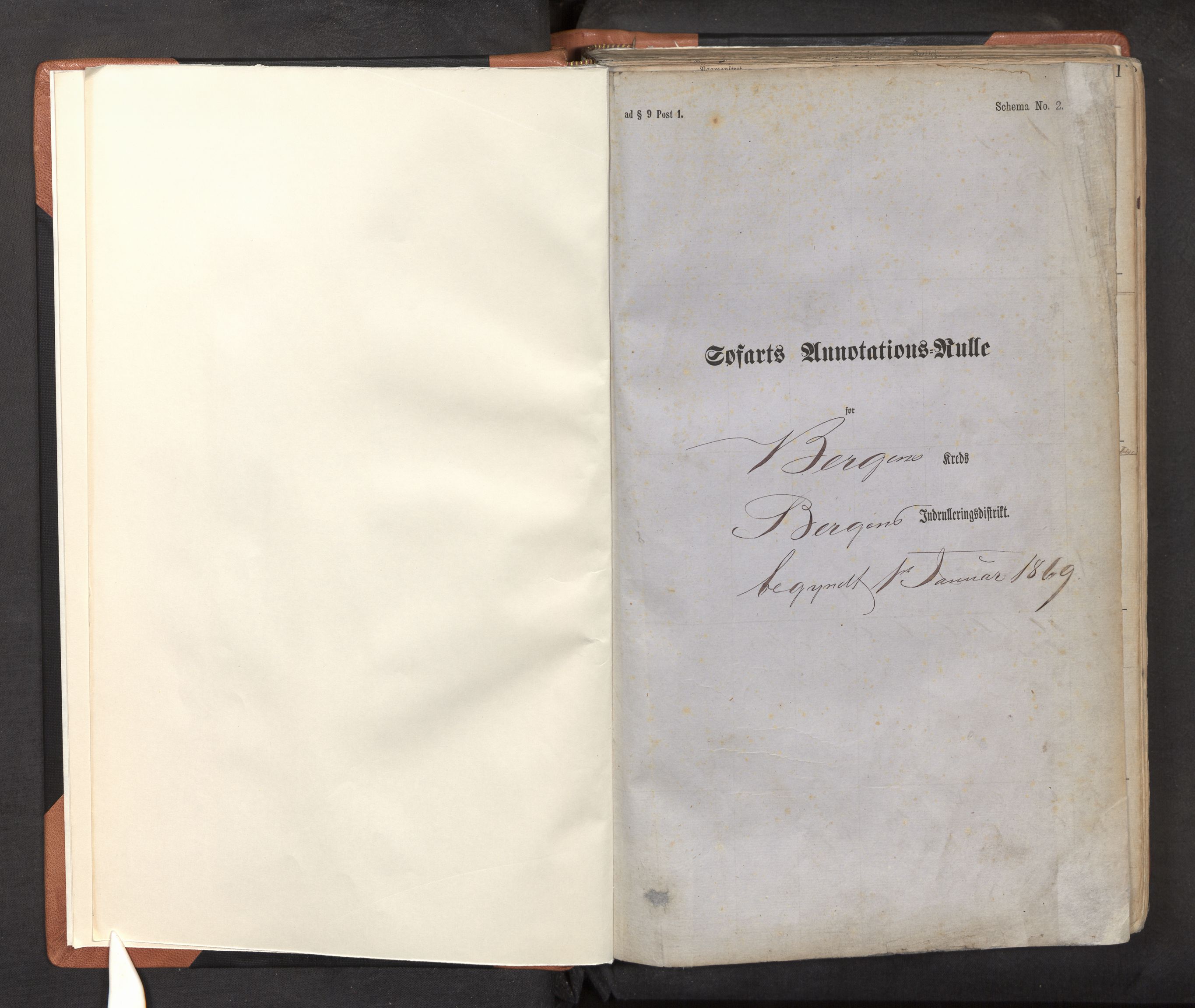 Innrulleringssjefen i Bergen, SAB/A-100050/F/Fb/L0001: Sjøfarts-annotasjonsrulle, nr. 1 - 1190, 1869-1874