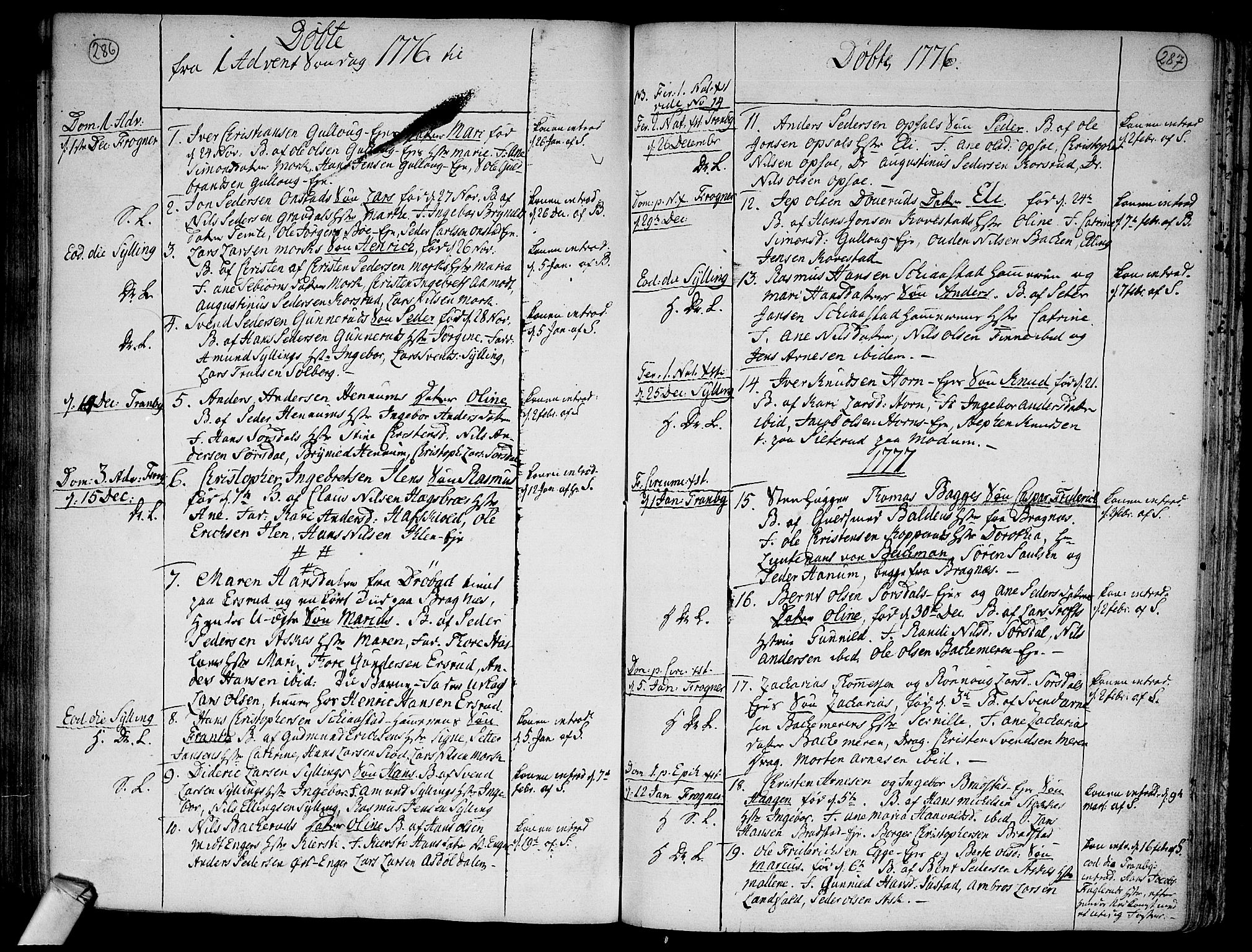 Lier kirkebøker, SAKO/A-230/F/Fa/L0005: Parish register (official) no. I 5, 1764-1777, p. 286-287
