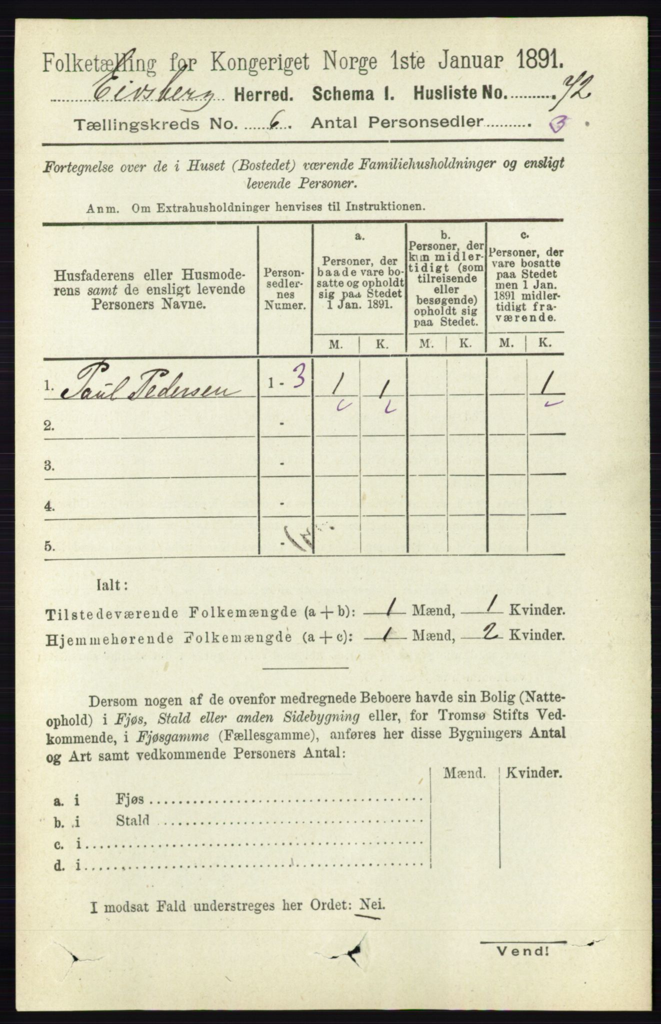 RA, 1891 census for 0125 Eidsberg, 1891, p. 3570