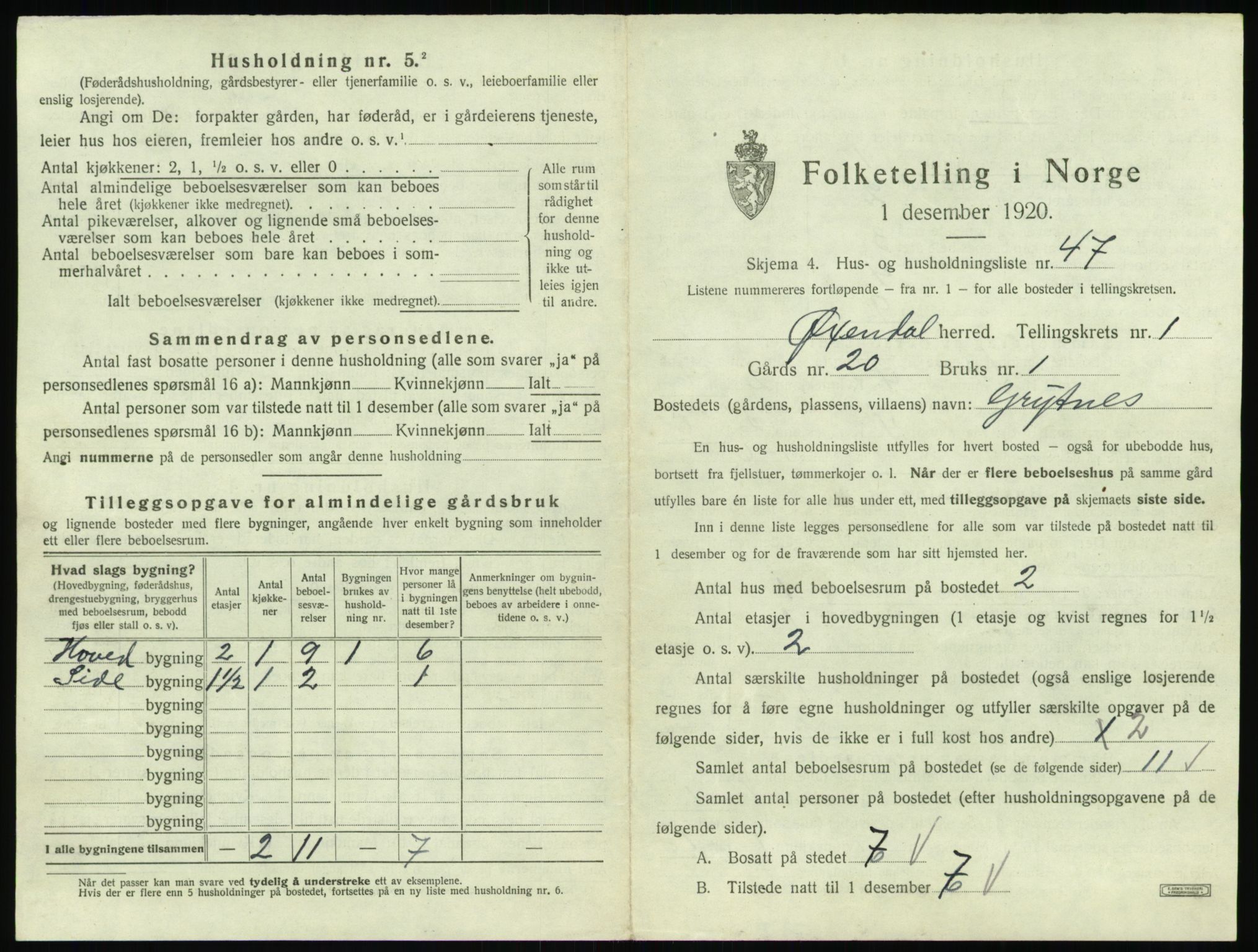 SAT, 1920 census for Øksendal, 1920, p. 117
