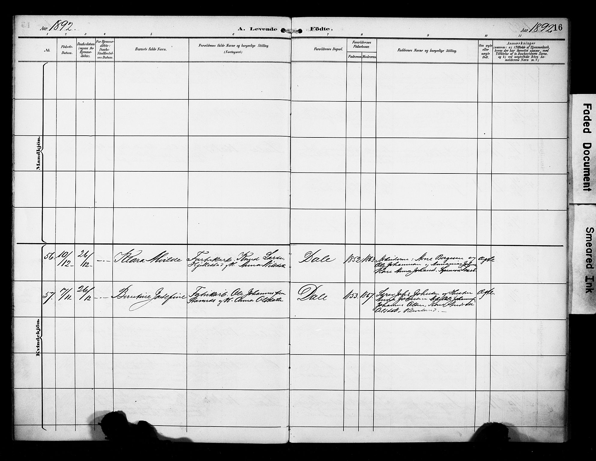 Evanger sokneprestembete, AV/SAB-A-99924: Parish register (official) no. A 2, 1892-1899, p. 16