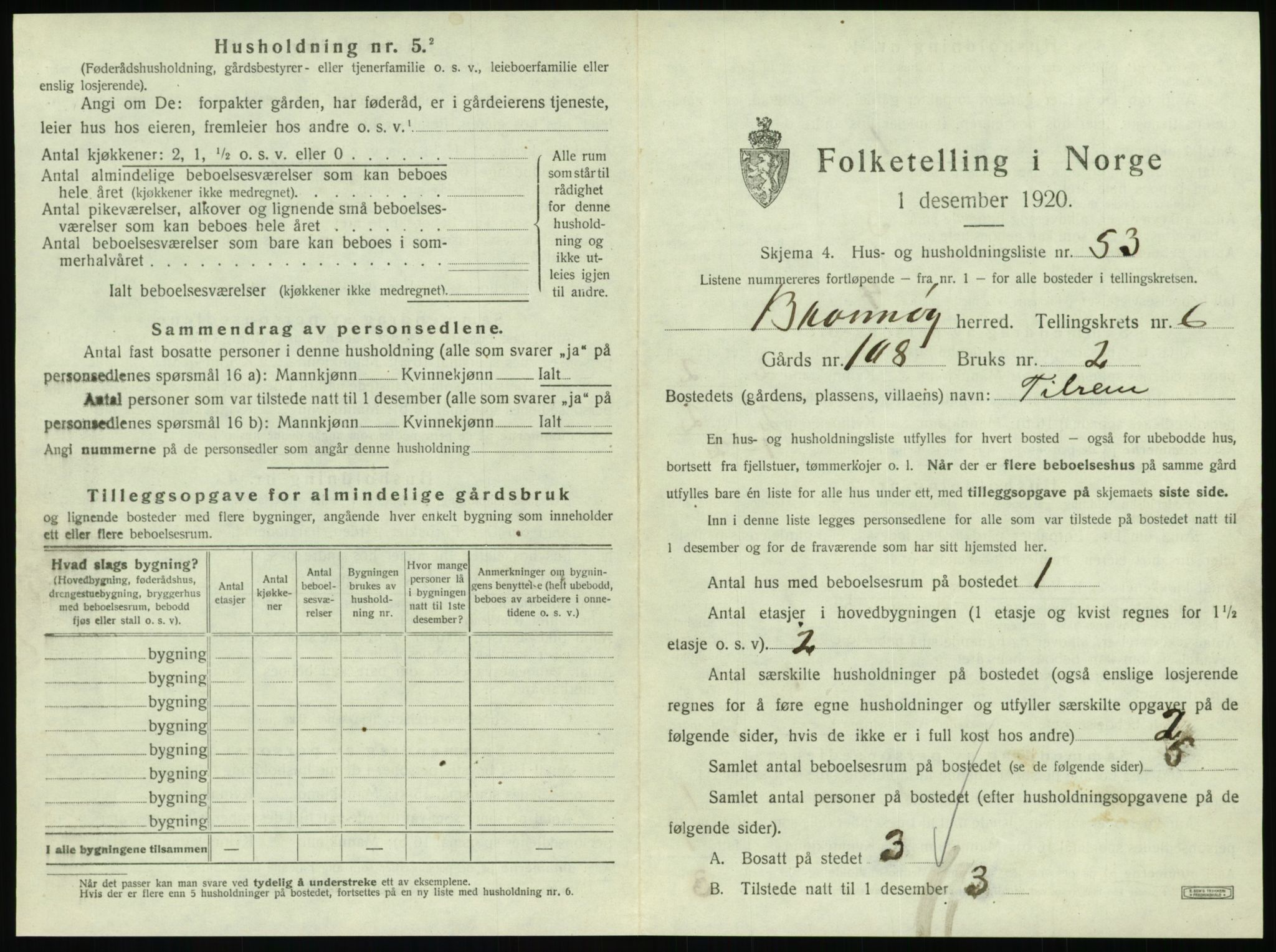 SAT, 1920 census for Brønnøy, 1920, p. 610