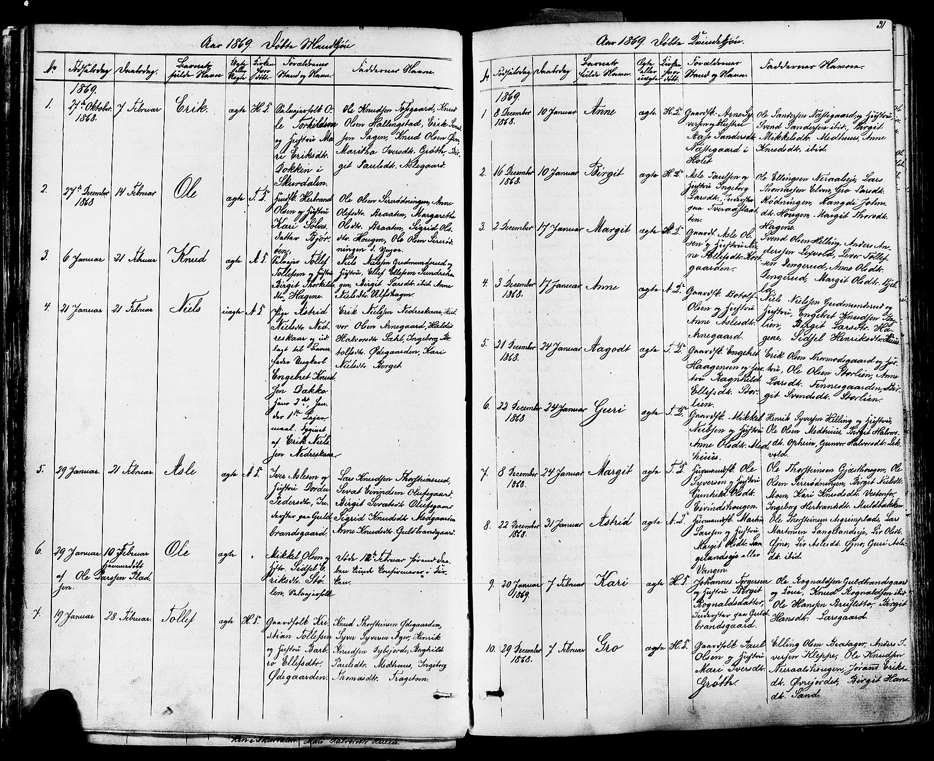 Ål kirkebøker, AV/SAKO-A-249/F/Fa/L0007: Parish register (official) no. I 7, 1865-1881, p. 31