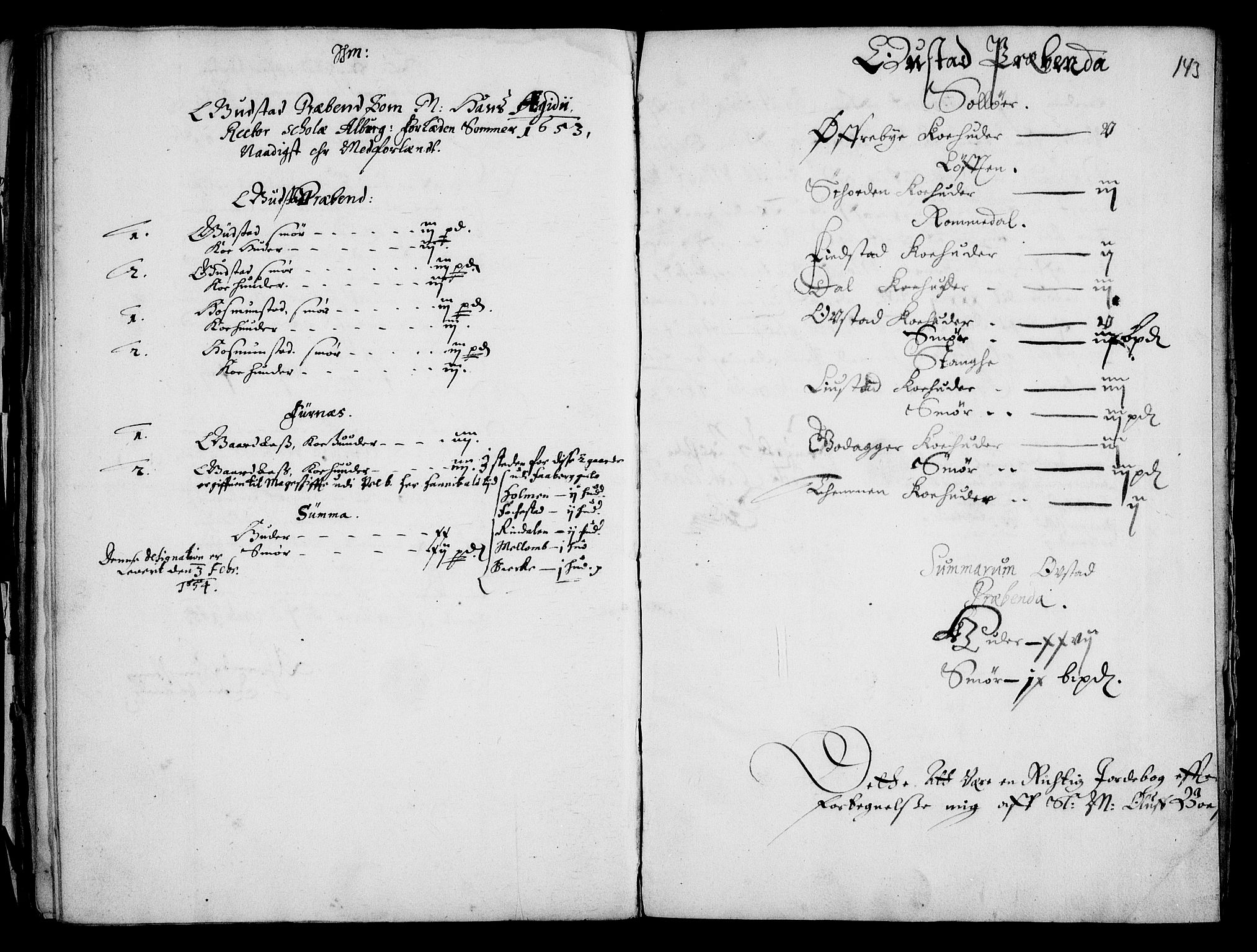 Rentekammeret inntil 1814, Realistisk ordnet avdeling, AV/RA-EA-4070/Fc/Fca/L0001/0002: [Ca I]  Akershus stift / Kristiania kapitels jordebok, 1652-1654, p. 142-143