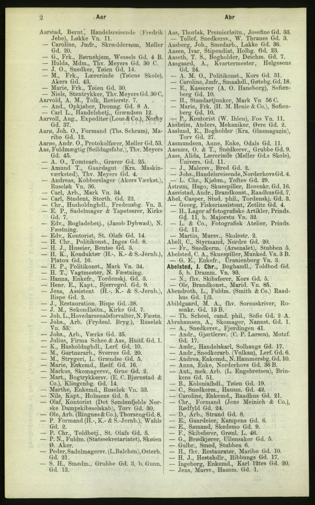 Kristiania/Oslo adressebok, PUBL/-, 1882, p. 2