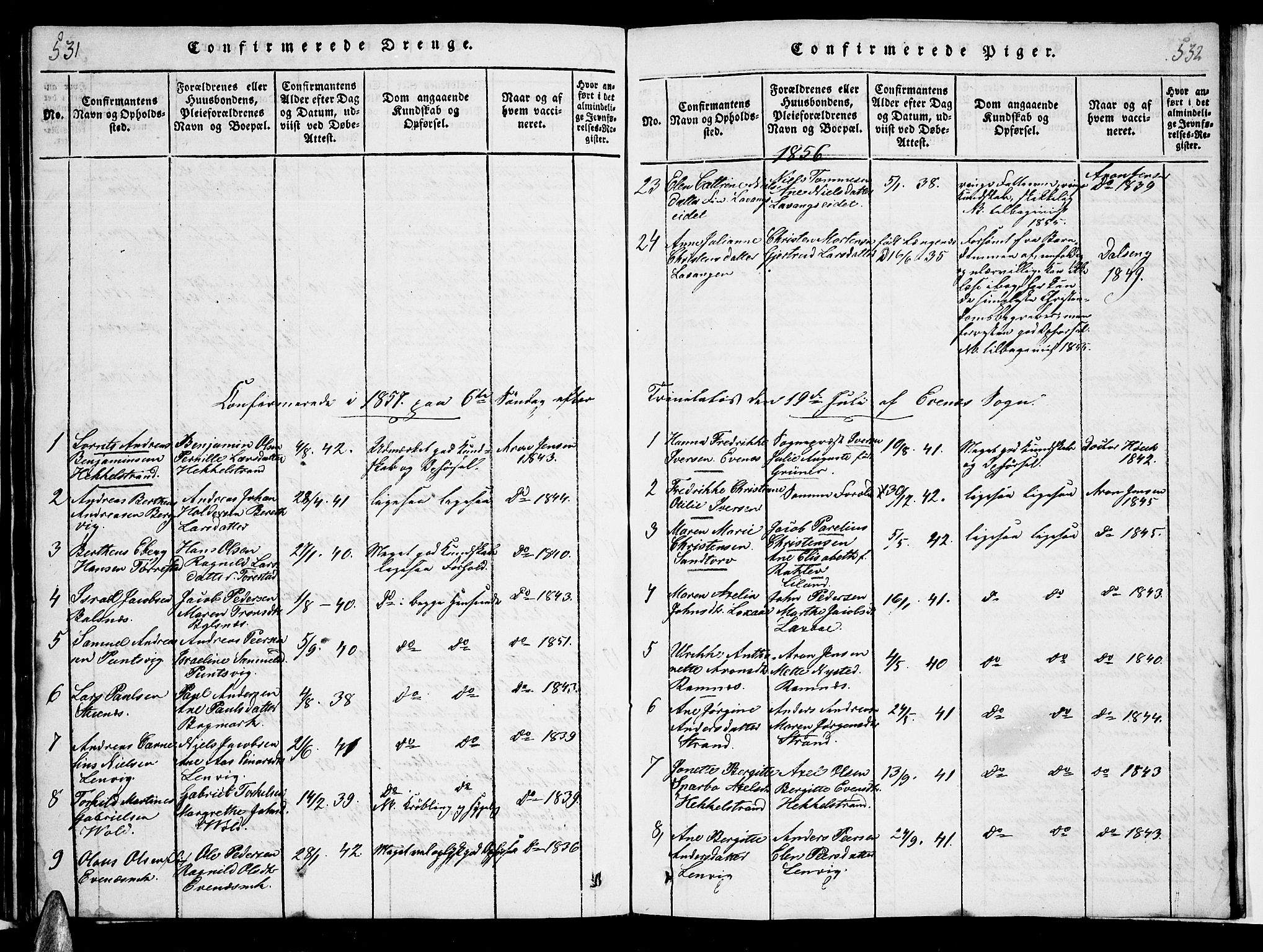 Ministerialprotokoller, klokkerbøker og fødselsregistre - Nordland, AV/SAT-A-1459/863/L0911: Parish register (copy) no. 863C01, 1821-1858, p. 531-532