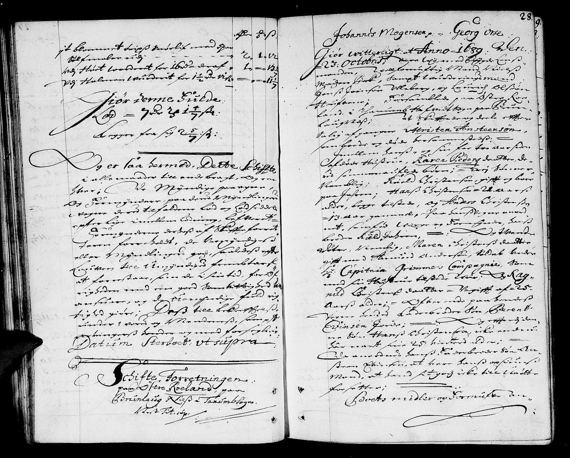 Larvik sorenskriveri, AV/SAKO-A-83/H/Hd/Hda/L0003: Skifteprotokoll, 1689-1692, p. 27b-28a