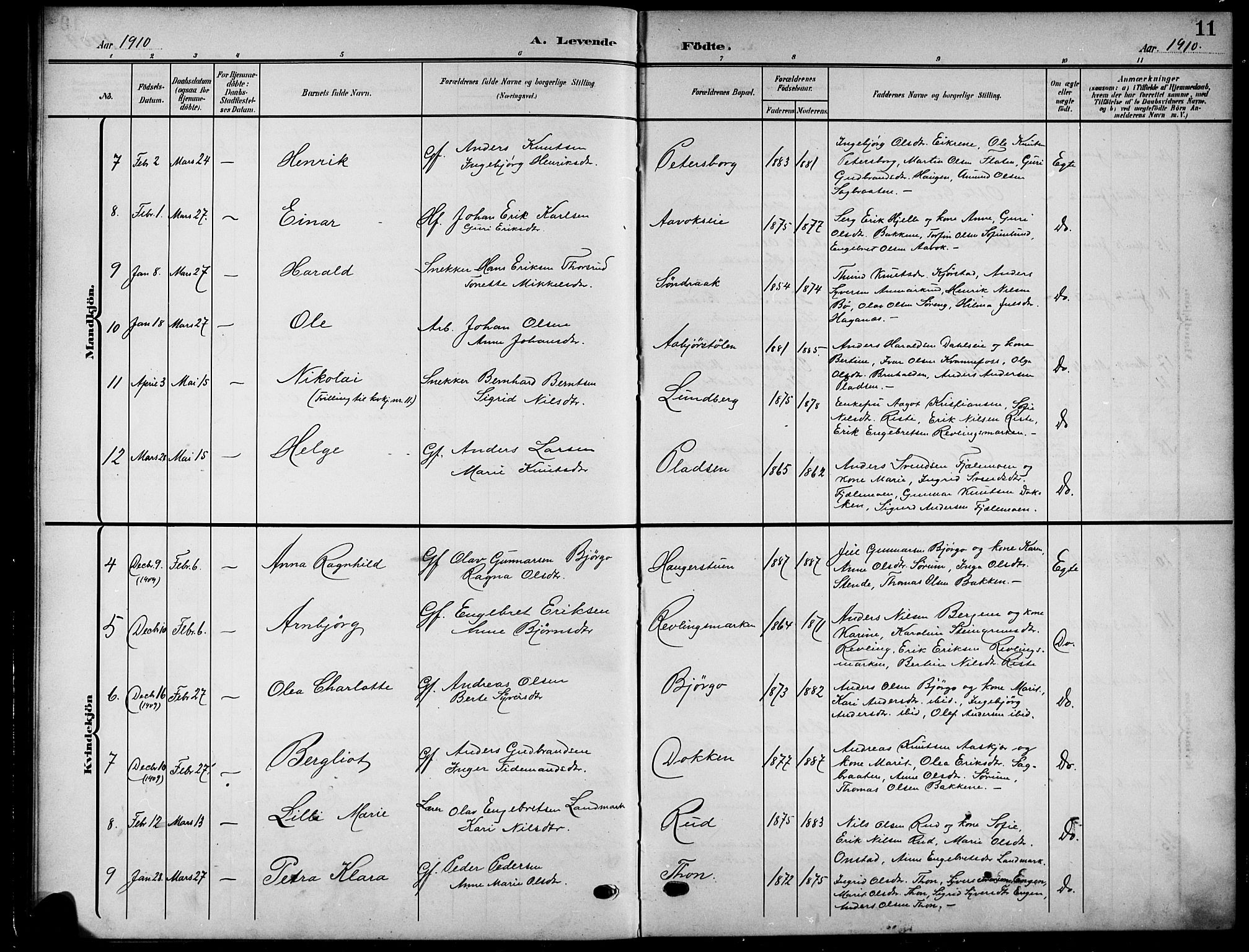 Nord-Aurdal prestekontor, SAH/PREST-132/H/Ha/Hab/L0012: Parish register (copy) no. 12, 1907-1920, p. 11