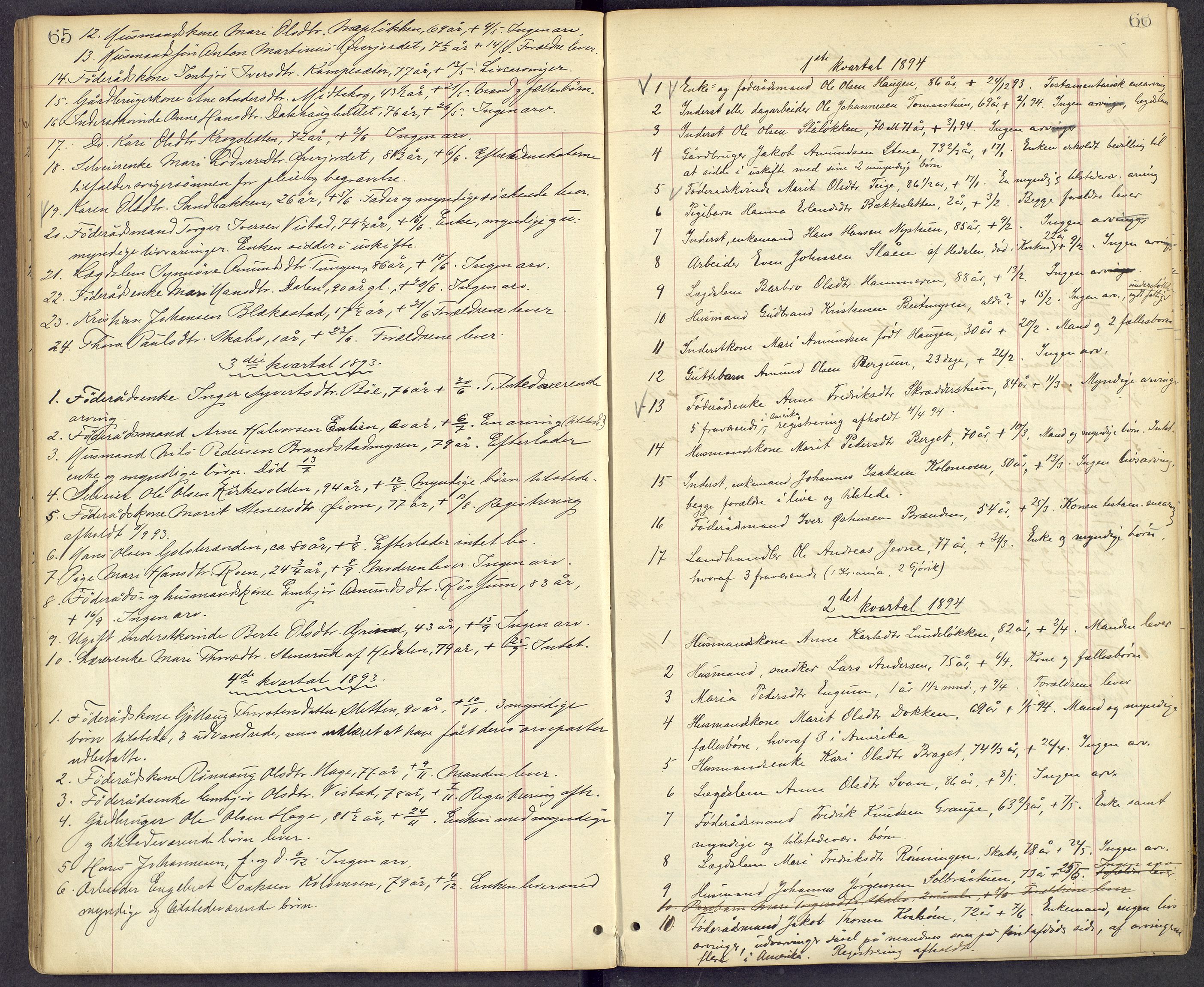 Mellom-Gudbrandsdal sorenskriveri, SAH/TING-038/J/Jf/L0002: Dødsfallsprotokoll, 1885-1900, p. 65-66