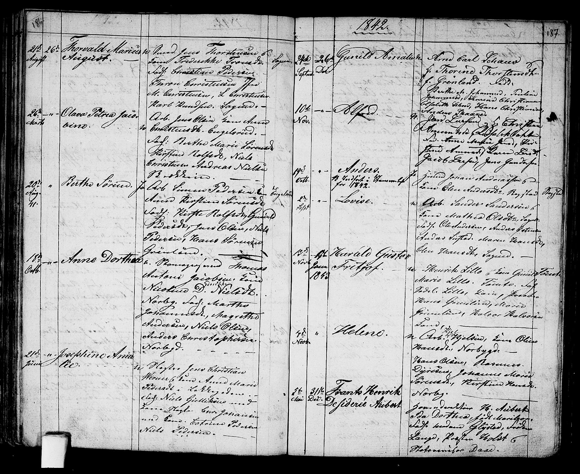 Aker prestekontor kirkebøker, AV/SAO-A-10861/G/L0007: Parish register (copy) no. 7, 1838-1846, p. 186-187