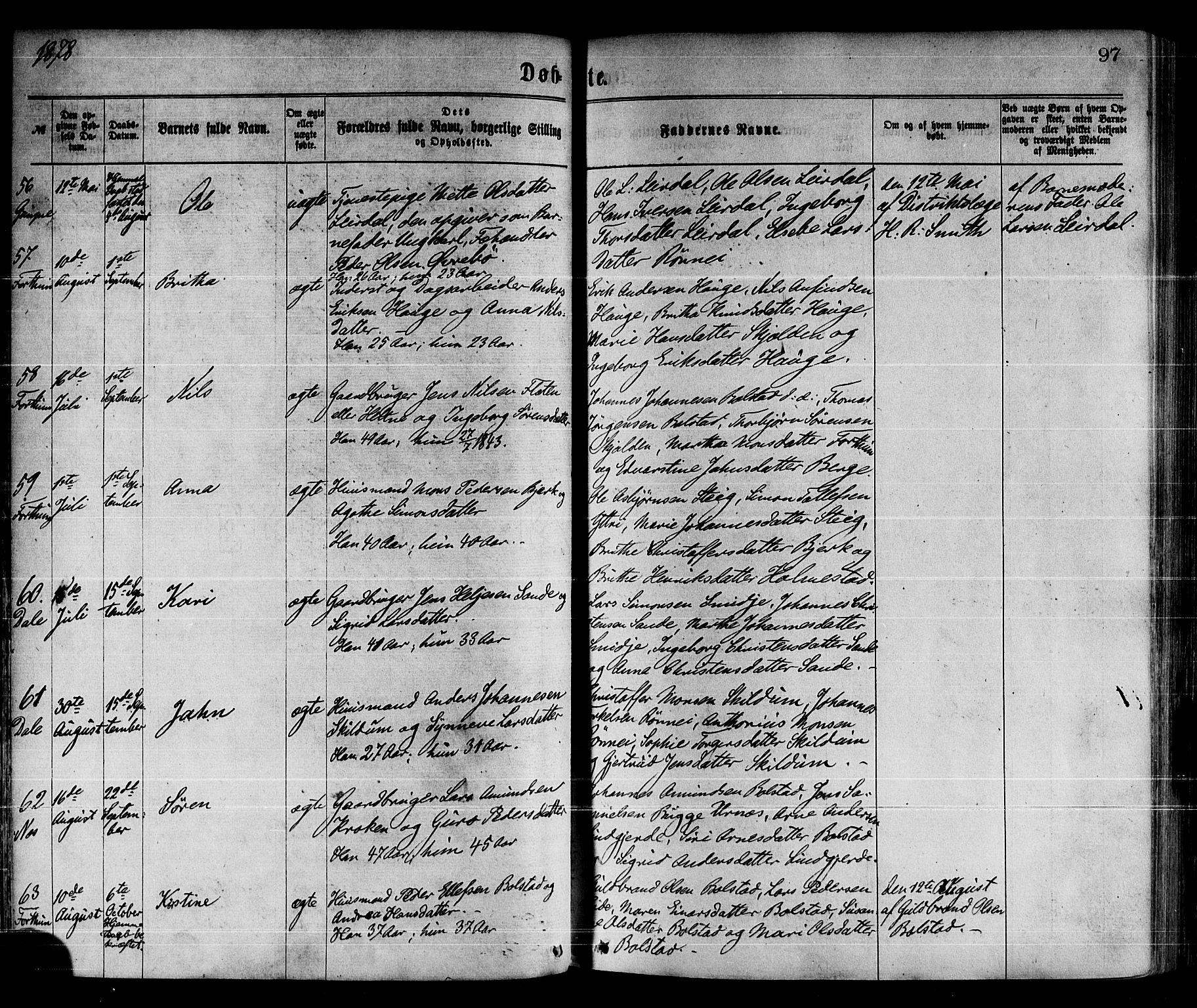 Luster sokneprestembete, AV/SAB-A-81101/H/Haa/Haaa/L0010: Parish register (official) no. A 10, 1871-1886, p. 97