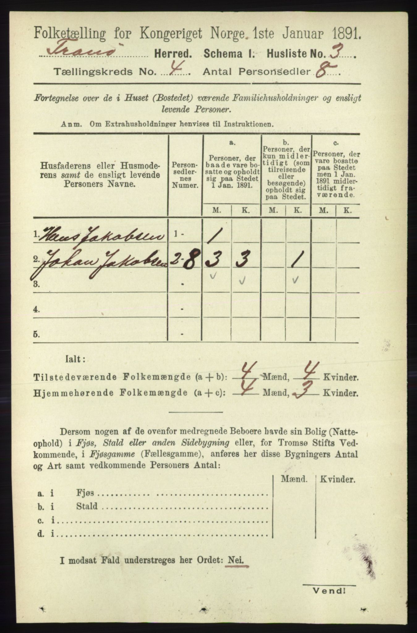 RA, 1891 census for 1927 Tranøy, 1891, p. 1386