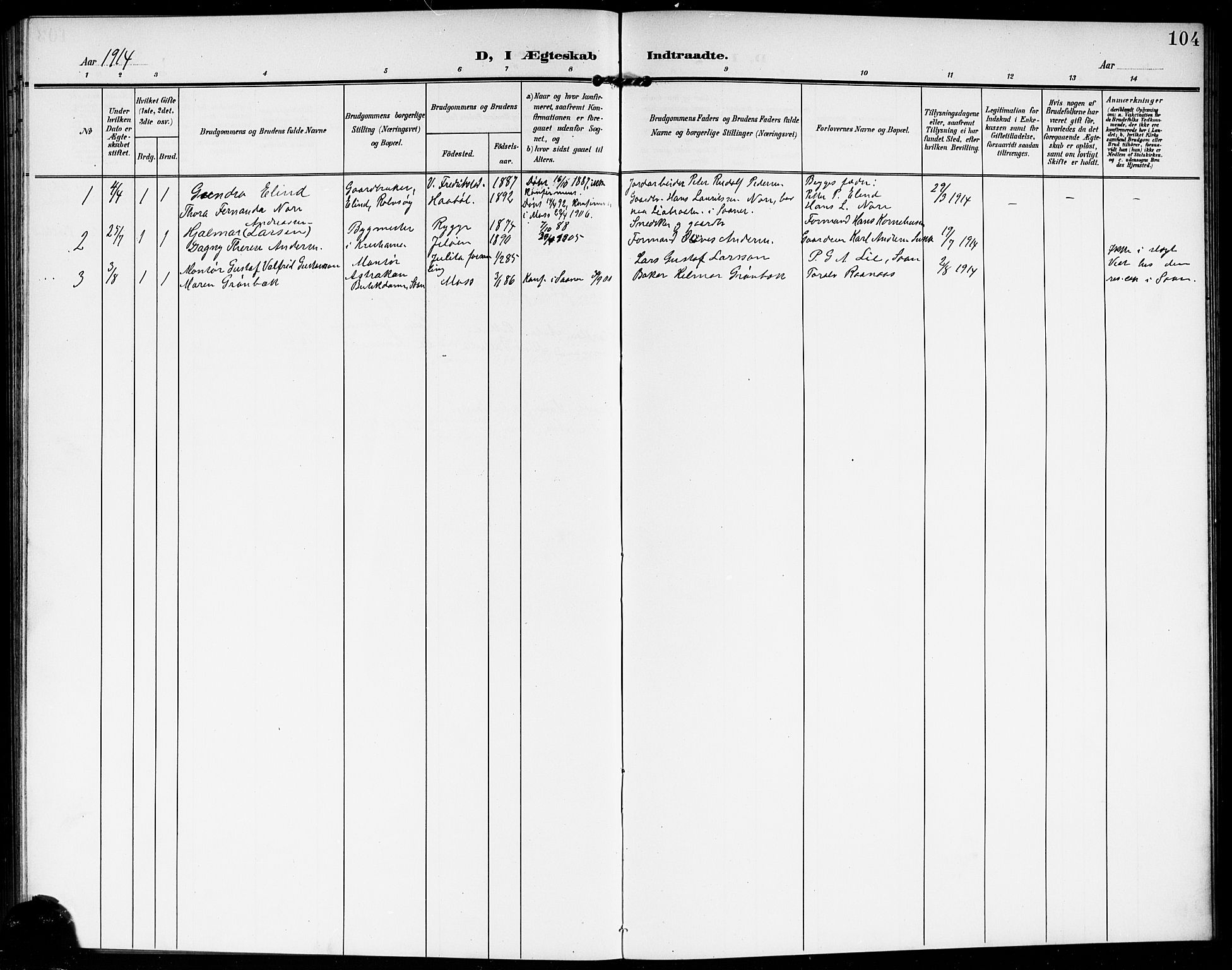 Vestby prestekontor Kirkebøker, AV/SAO-A-10893/G/Gb/L0002: Parish register (copy) no. II 2, 1903-1914, p. 104