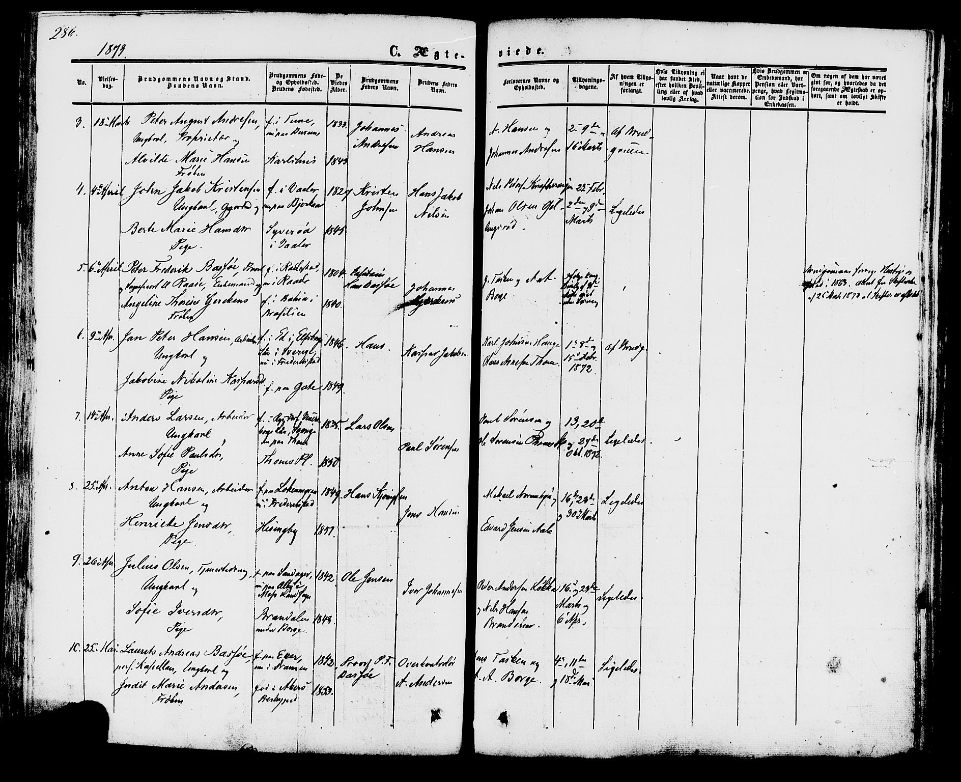 Råde prestekontor kirkebøker, AV/SAO-A-2009/F/Fa/L0006: Parish register (official) no. 6, 1854-1877, p. 286