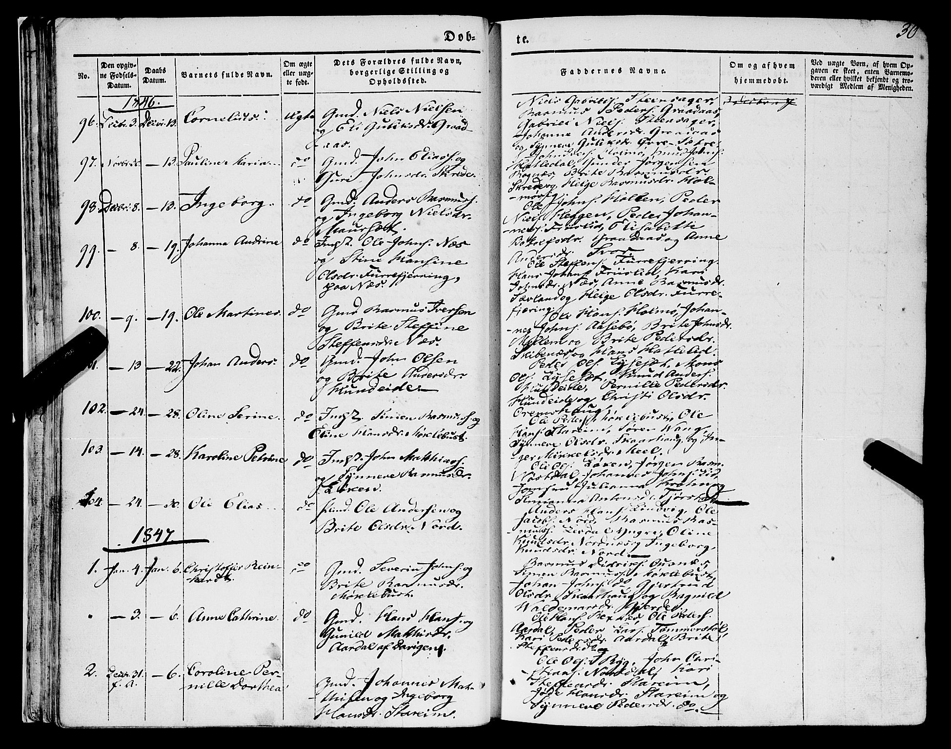 Eid sokneprestembete, AV/SAB-A-82301/H/Haa/Haaa/L0007: Parish register (official) no. A 7, 1844-1858, p. 30