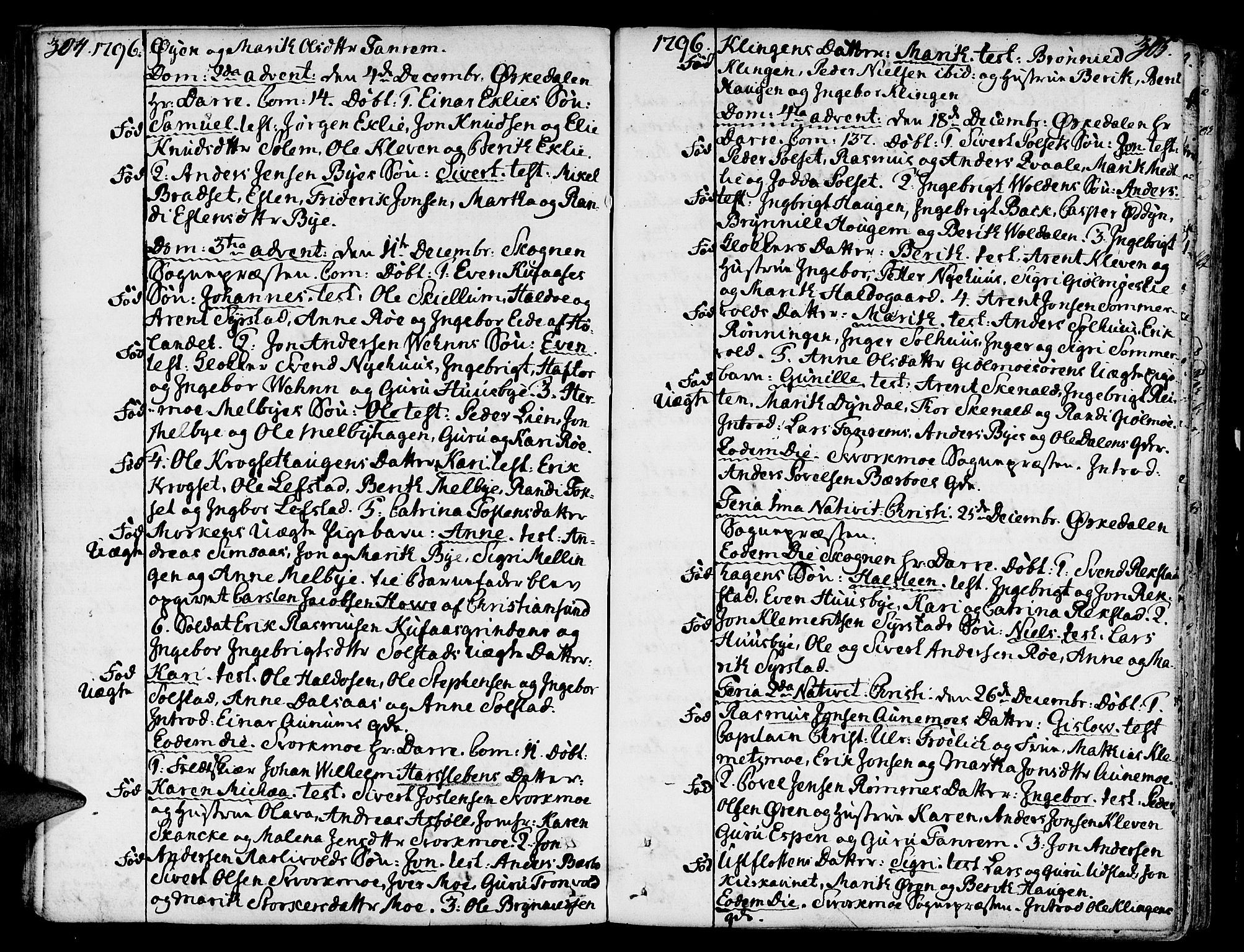 Ministerialprotokoller, klokkerbøker og fødselsregistre - Sør-Trøndelag, SAT/A-1456/668/L0802: Parish register (official) no. 668A02, 1776-1799, p. 304-305