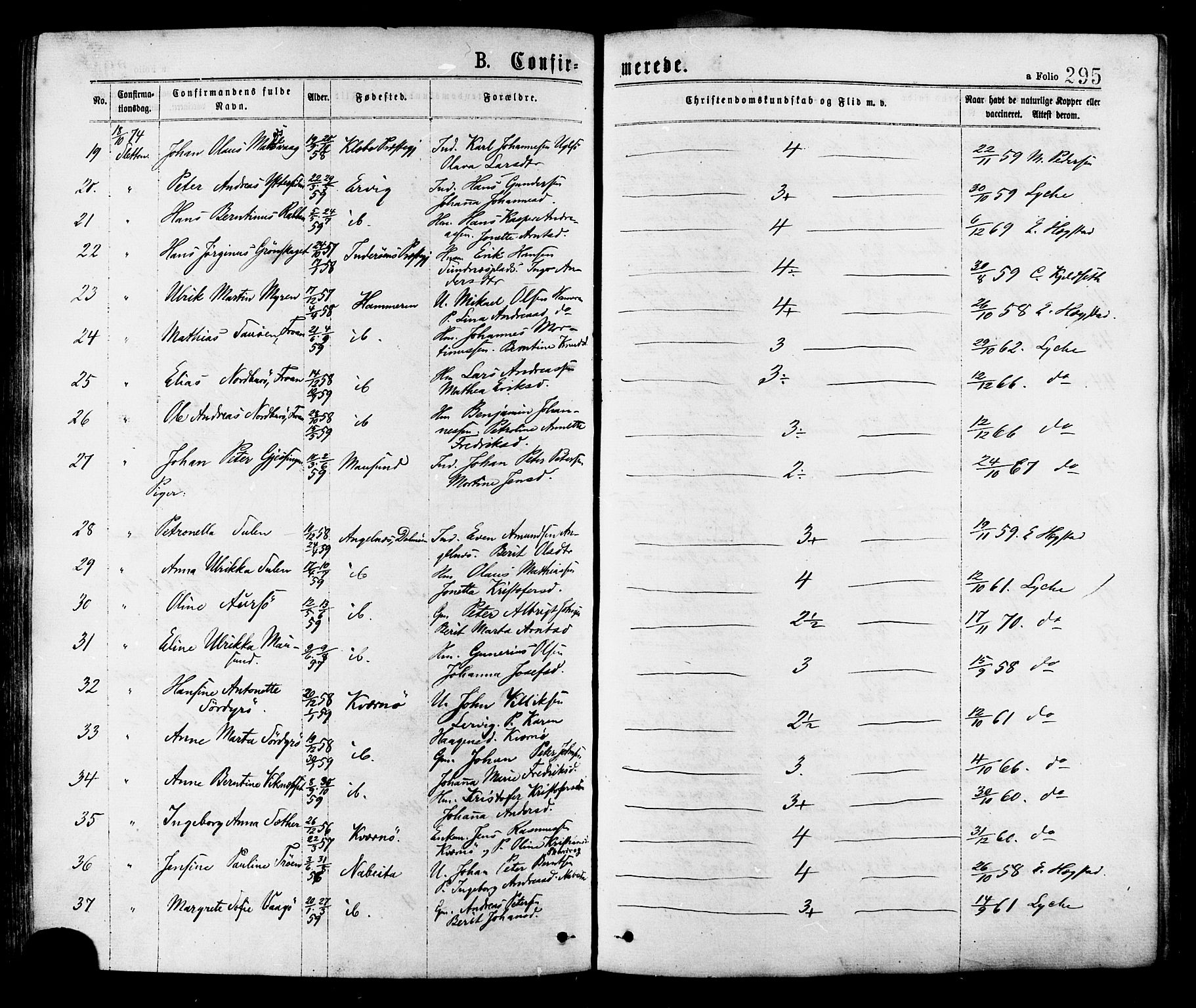 Ministerialprotokoller, klokkerbøker og fødselsregistre - Sør-Trøndelag, AV/SAT-A-1456/634/L0532: Parish register (official) no. 634A08, 1871-1881, p. 295