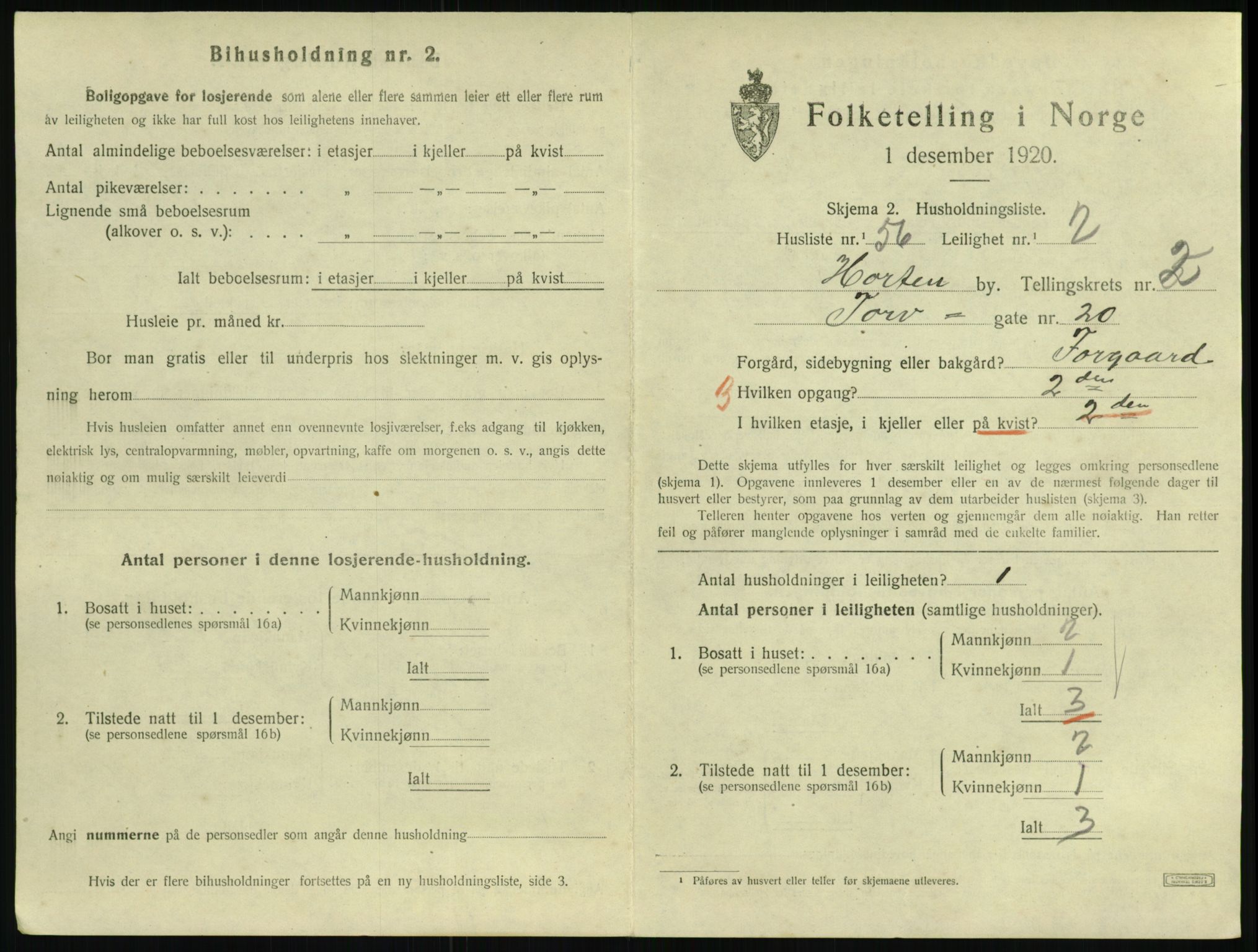 SAKO, 1920 census for Horten, 1920, p. 3531