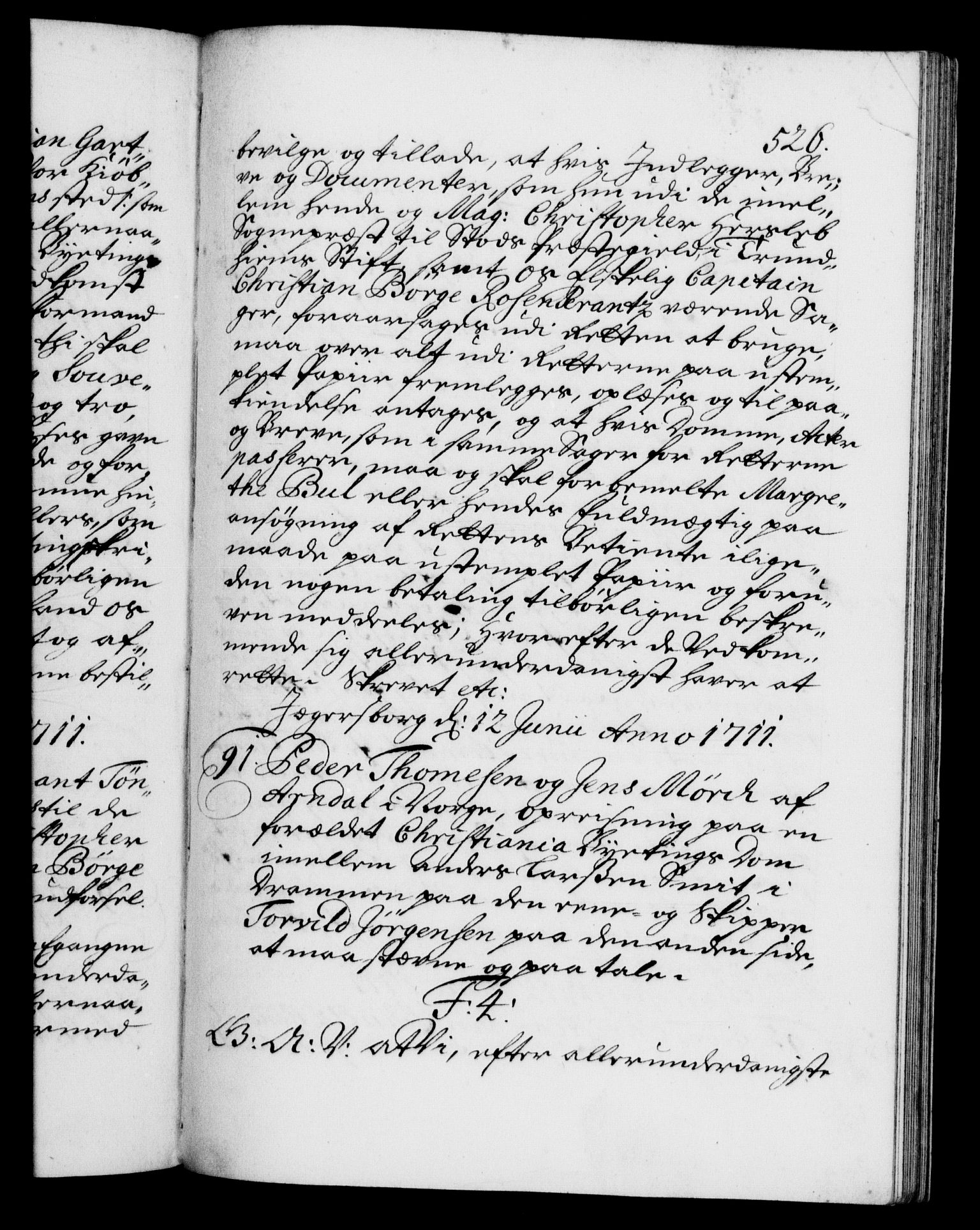 Danske Kanselli 1572-1799, RA/EA-3023/F/Fc/Fca/Fcaa/L0020: Norske registre, 1708-1711, p. 526a