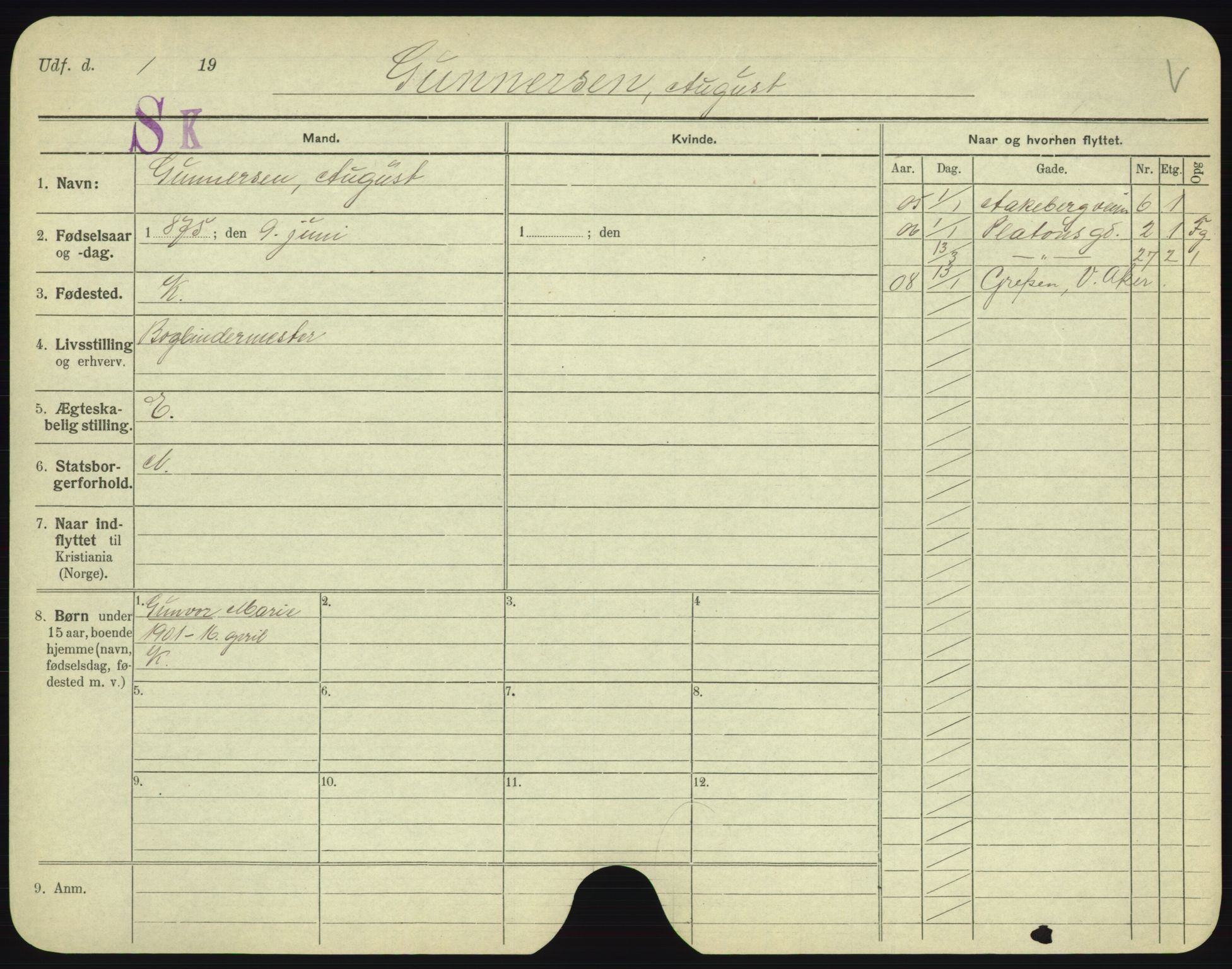 Oslo folkeregister, Registerkort, AV/SAO-A-11715/F/Fa/Fac/L0003: Menn, 1906-1914, p. 803a