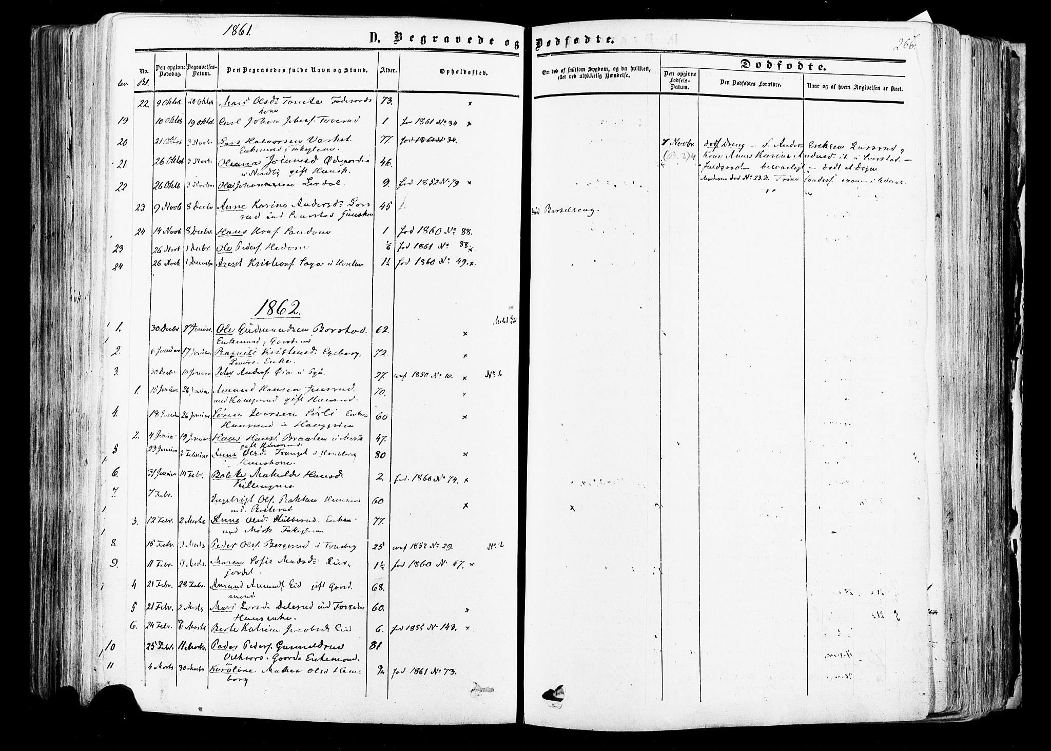 Aurskog prestekontor Kirkebøker, SAO/A-10304a/F/Fa/L0007: Parish register (official) no. I 7, 1854-1877, p. 266