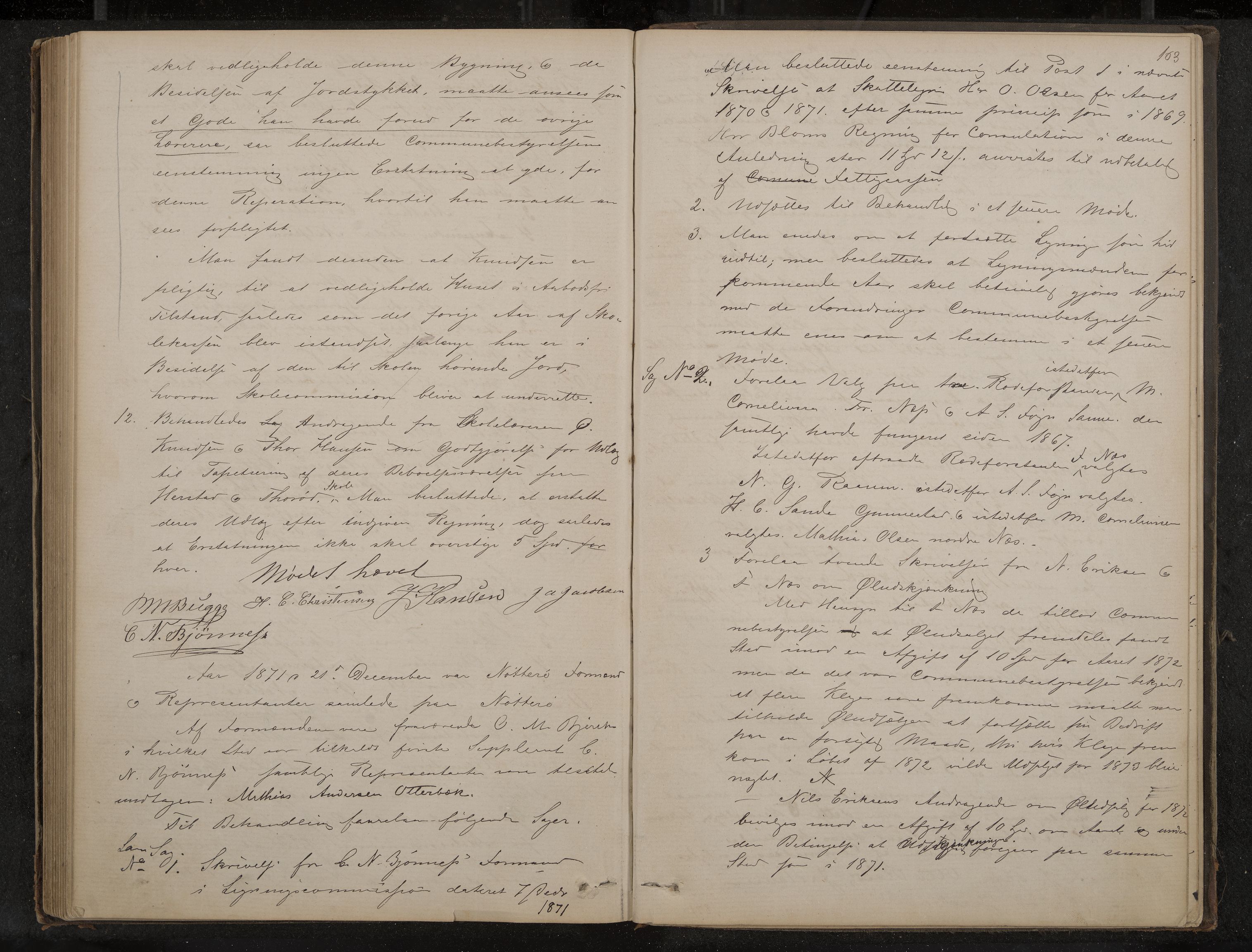 Nøtterøy formannskap og sentraladministrasjon, IKAK/0722021-1/A/Aa/L0002: Møtebok, 1862-1873, p. 163