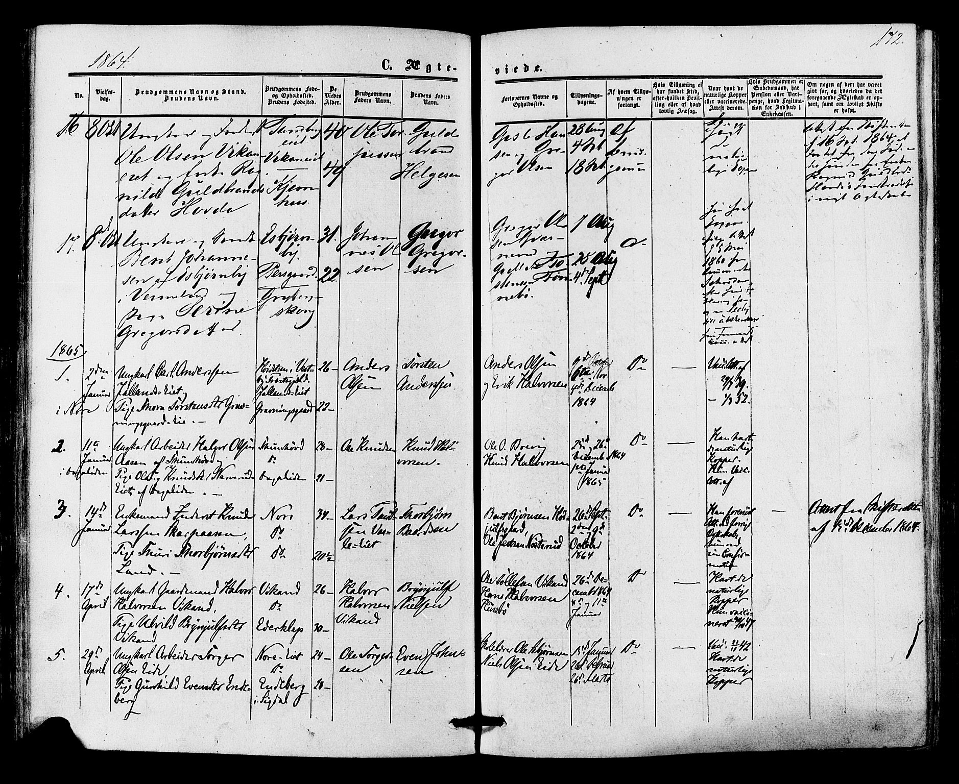 Nore kirkebøker, SAKO/A-238/F/Fa/L0003: Parish register (official) no. I 3, 1858-1866, p. 172