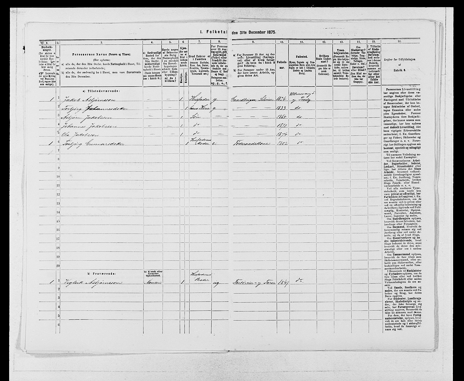 SAB, 1875 census for 1230P Ullensvang, 1875, p. 749