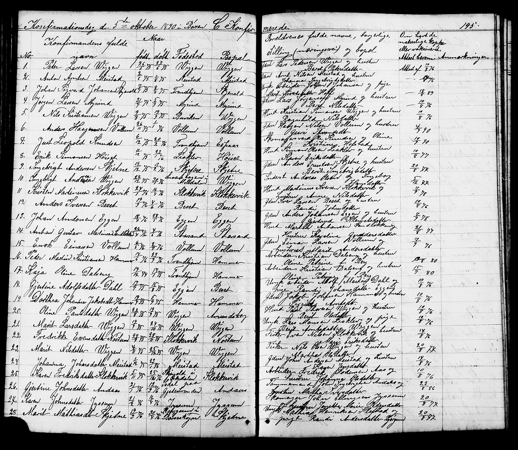 Ministerialprotokoller, klokkerbøker og fødselsregistre - Sør-Trøndelag, AV/SAT-A-1456/665/L0777: Parish register (copy) no. 665C02, 1867-1915, p. 195