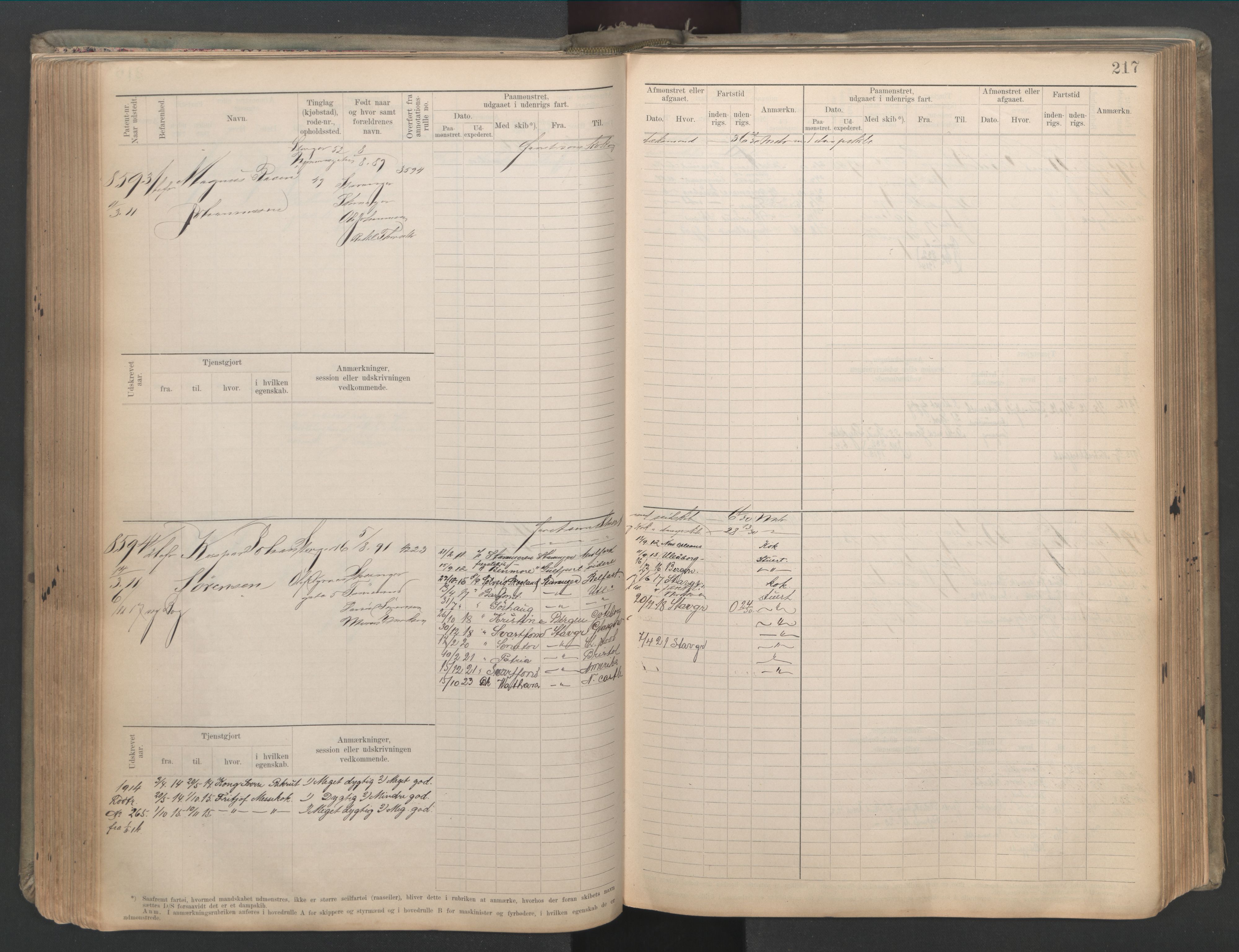 Stavanger sjømannskontor, AV/SAST-A-102006/F/Fb/Fbb/L0023: Sjøfartshovedrulle patnentnr. 8161-8904 (dublett), 1903, p. 221