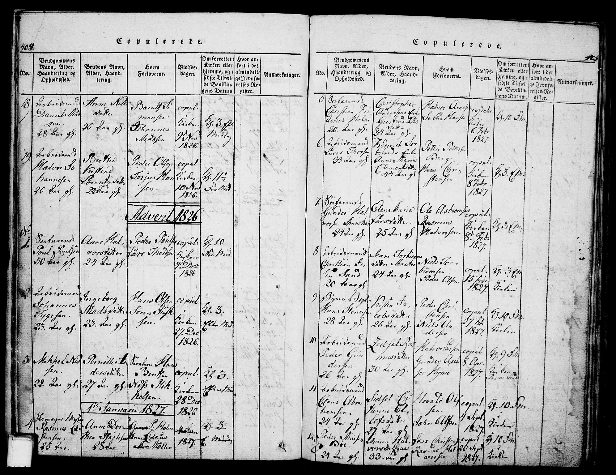 Skien kirkebøker, SAKO/A-302/G/Ga/L0002: Parish register (copy) no. 2, 1814-1842, p. 404-405