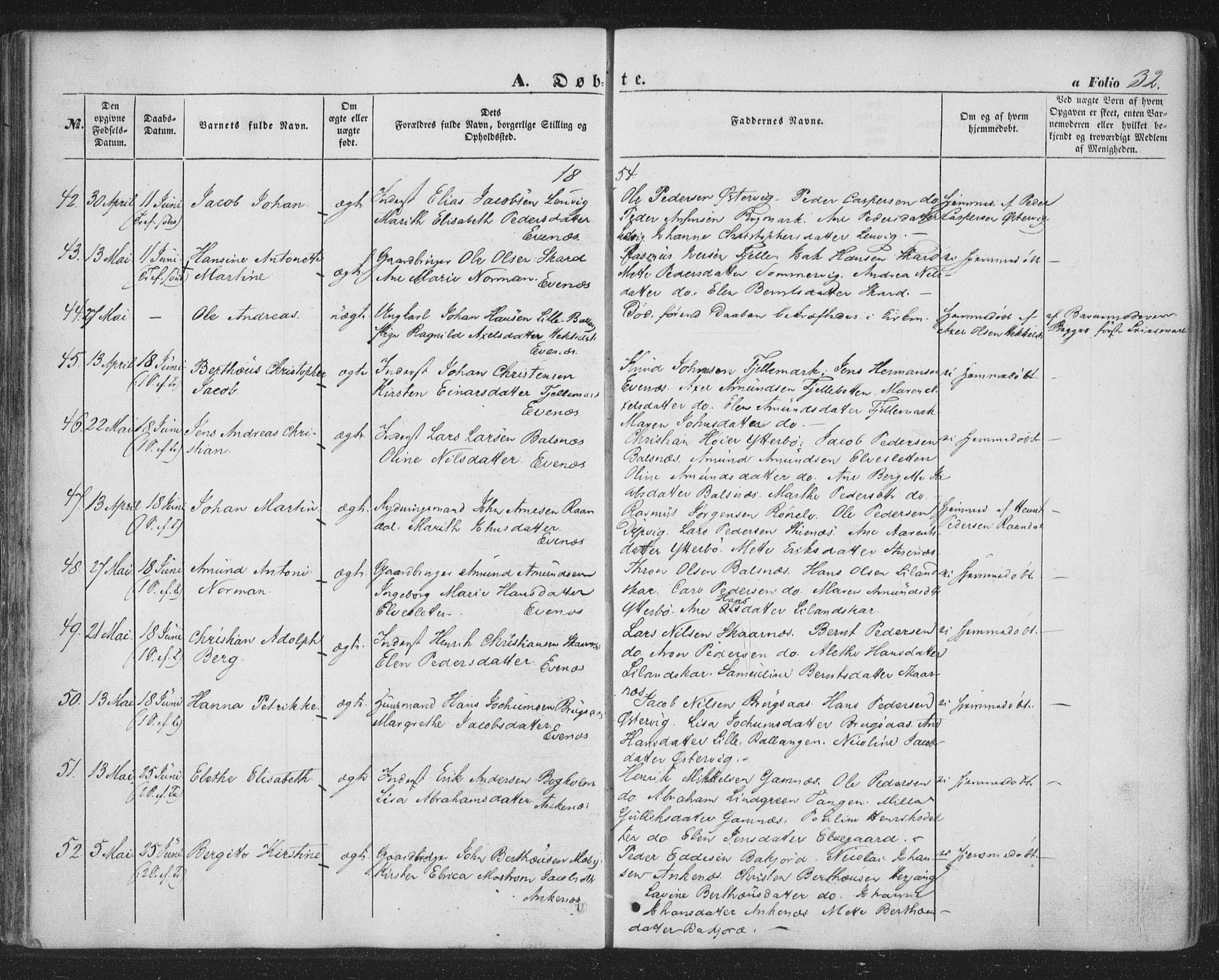 Ministerialprotokoller, klokkerbøker og fødselsregistre - Nordland, AV/SAT-A-1459/863/L0895: Parish register (official) no. 863A07, 1851-1860, p. 32