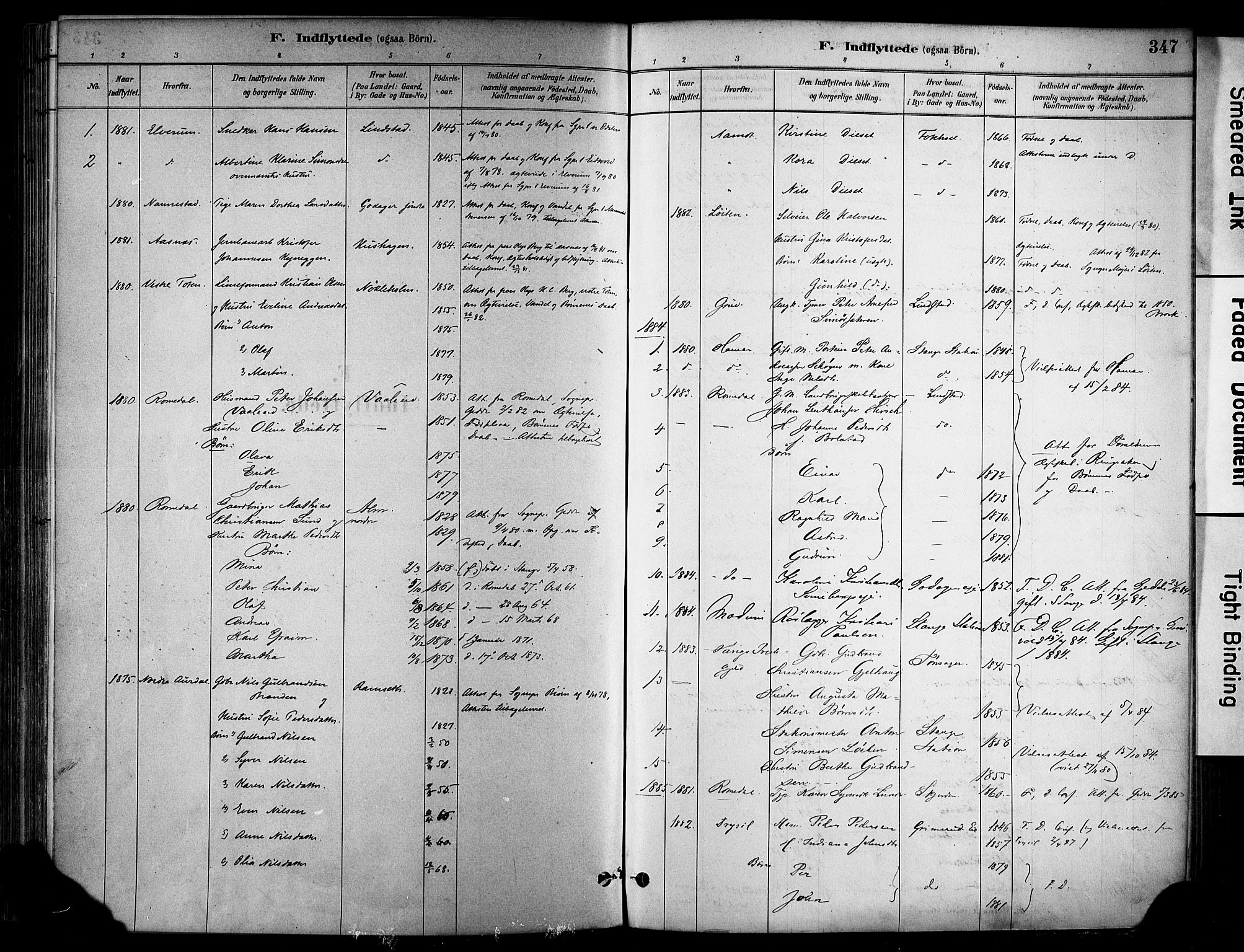 Stange prestekontor, SAH/PREST-002/K/L0017: Parish register (official) no. 17, 1880-1893, p. 347